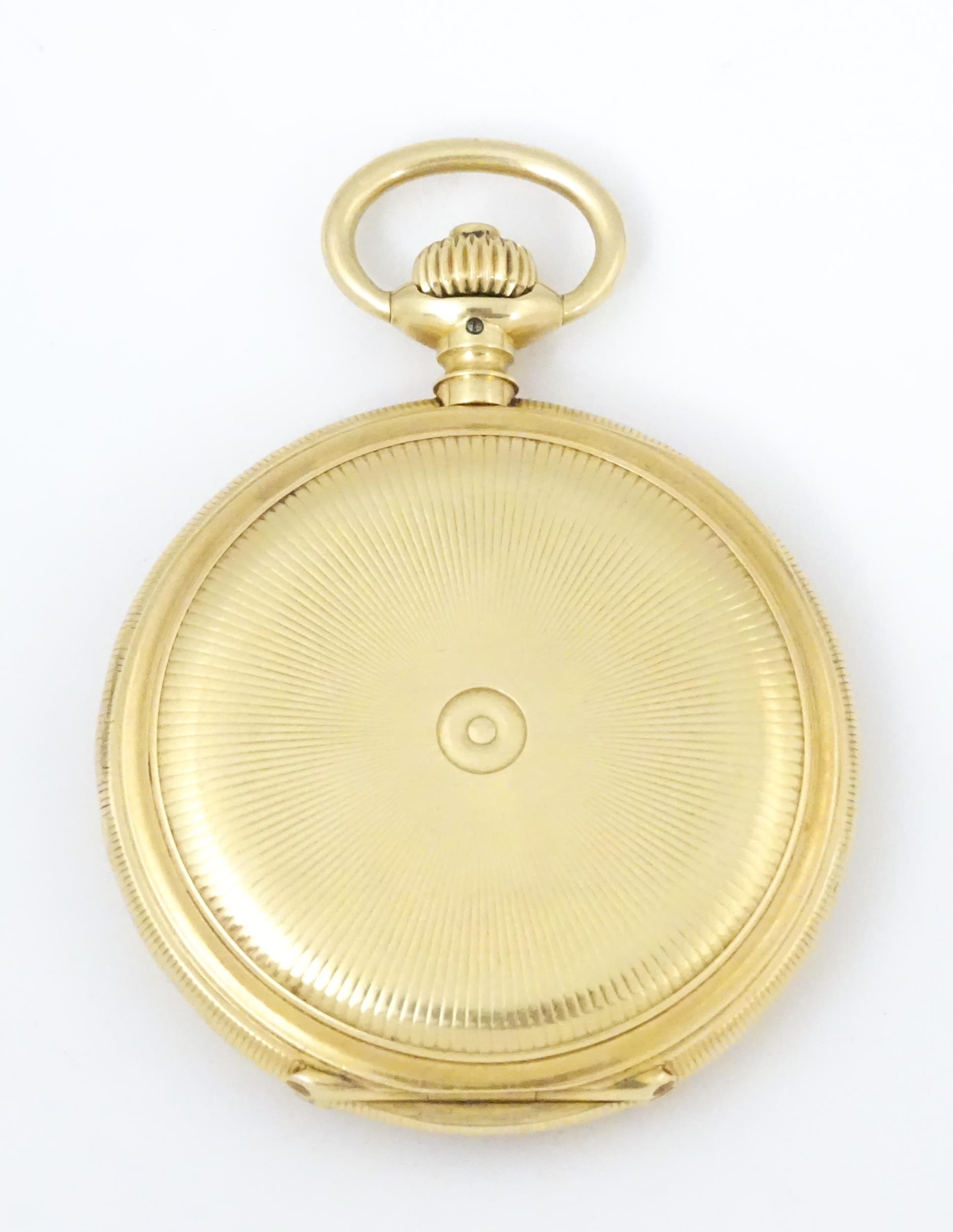 A 14ct gold pocket watch by J. J. Badollet of Geneva, The top wind watch with full hunter case - Image 9 of 10