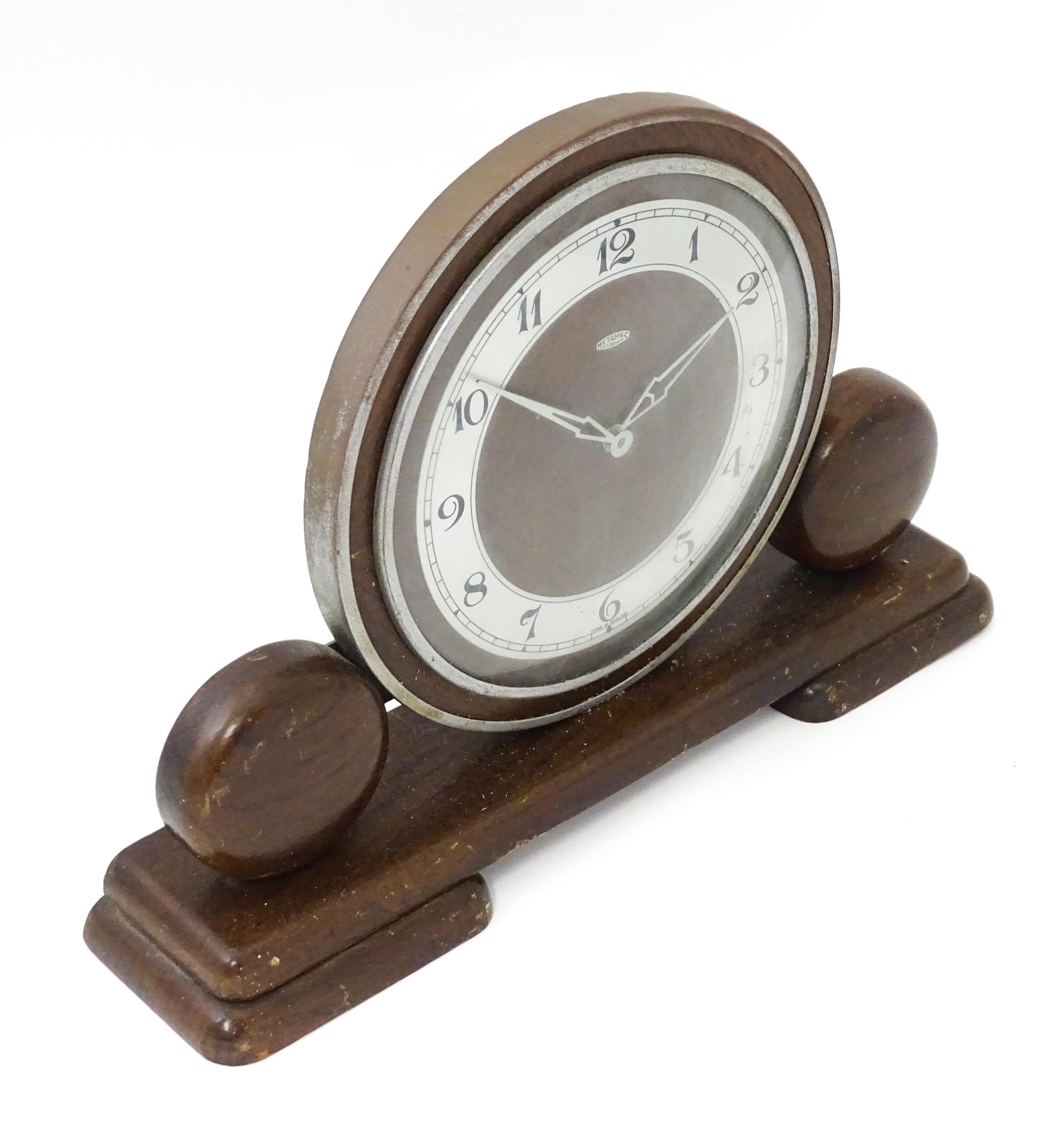 An Art Deco Metamec Dereham mantle clock. Approx. 8" high Please Note - we do not make reference - Image 3 of 7