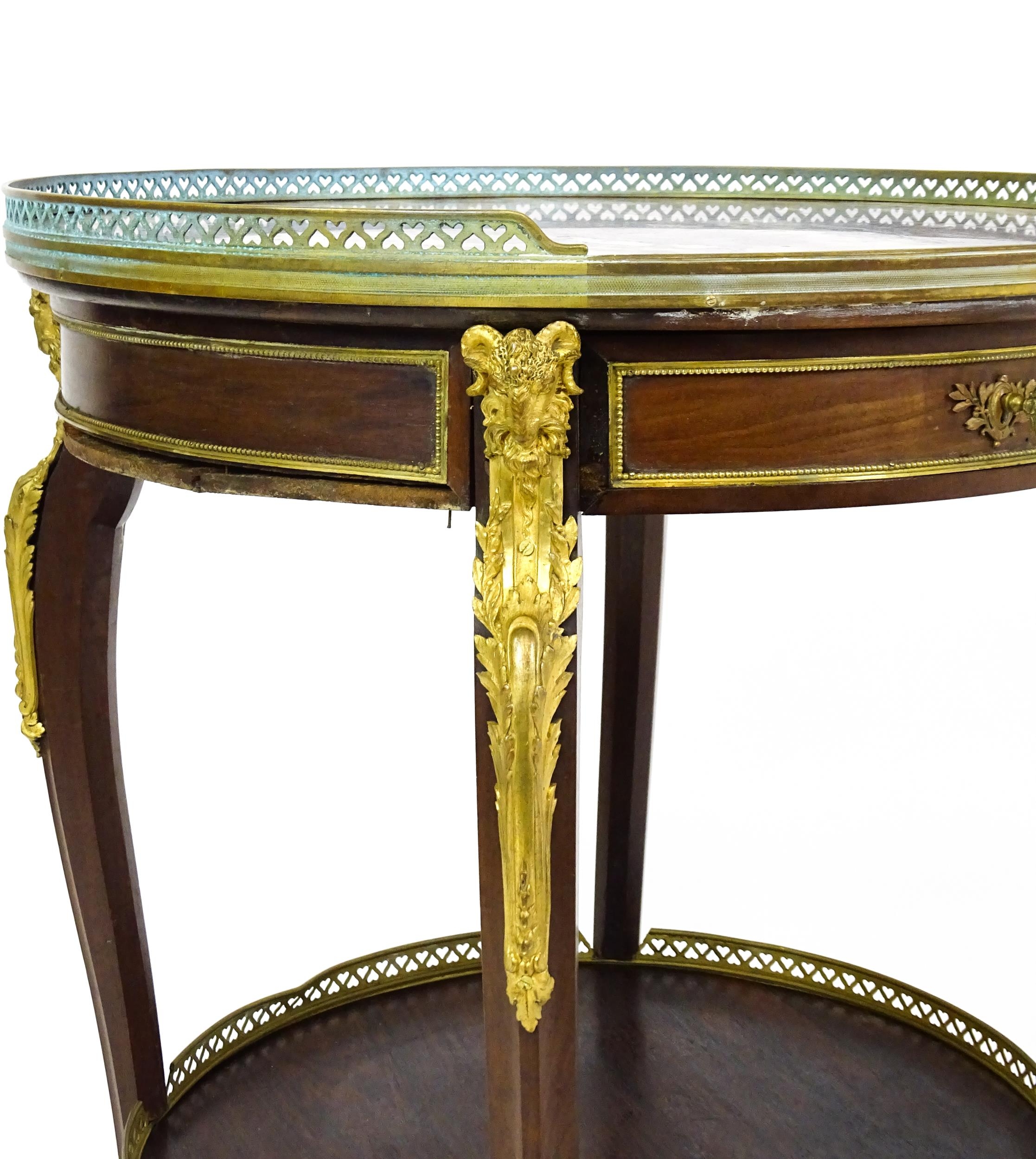 A 19thC rosewood and marble topped side table surmounted by a pierced surround and having a single - Image 10 of 10