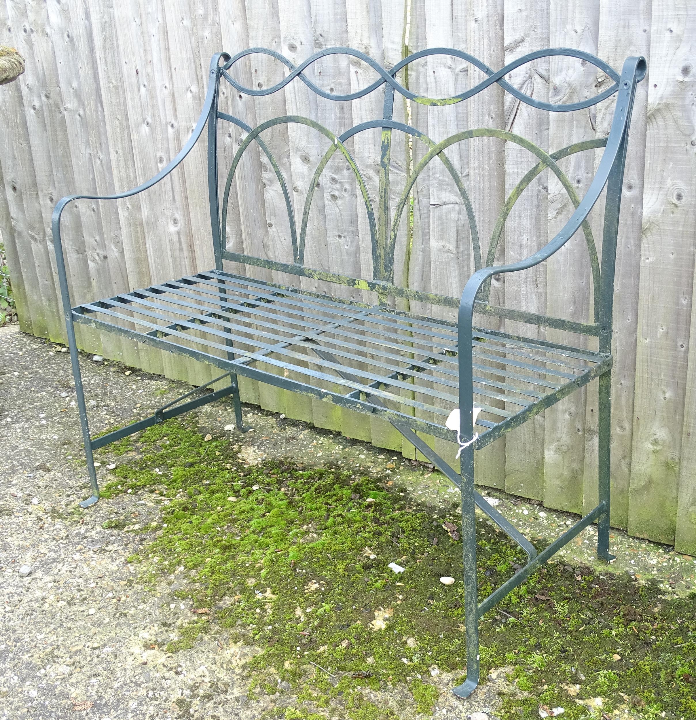 Garden & Architectural : a cast metal two-seater garden bench, approx 40" wide, 36 1/2" tall , 16" - Image 3 of 6
