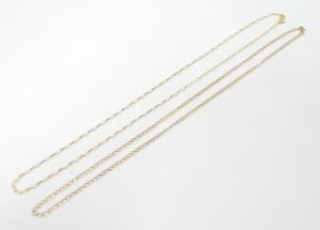 Two 9ct gold chain necklaces. Each approx. 18" long (2) Please Note - we do not make reference to