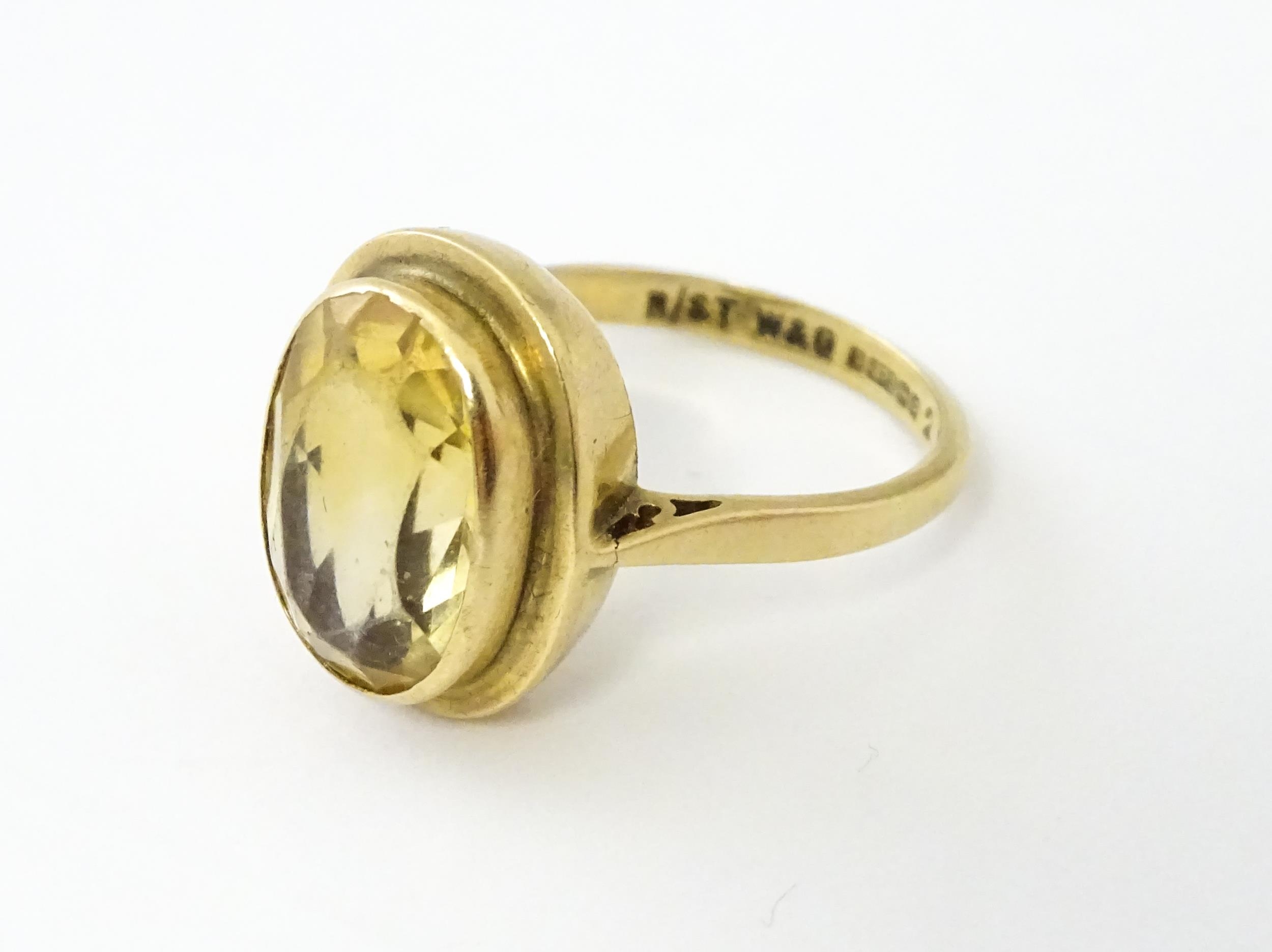 A 9ct gold ring set with central citrine. Ring size approx. O Please Note - we do not make reference - Image 6 of 6