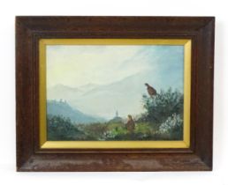 20th century, Oil on canvas, Red Grouse in a Highland landscape. Approx. 9 1/4" x 13 1/4" Please