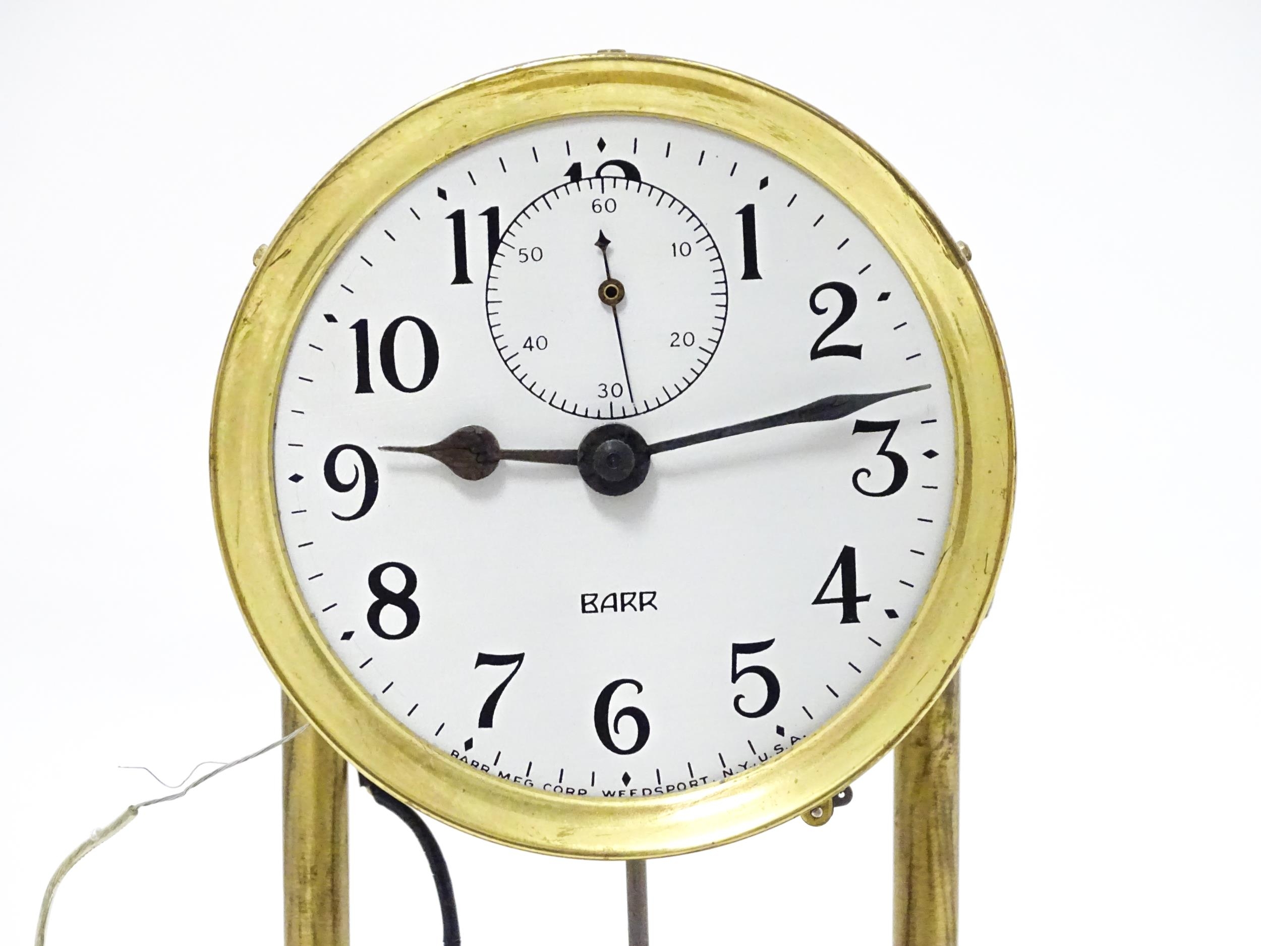 An American electric mantel clock by Barr , the dial with subsidiary seconds dial and signed Barr, - Image 8 of 12