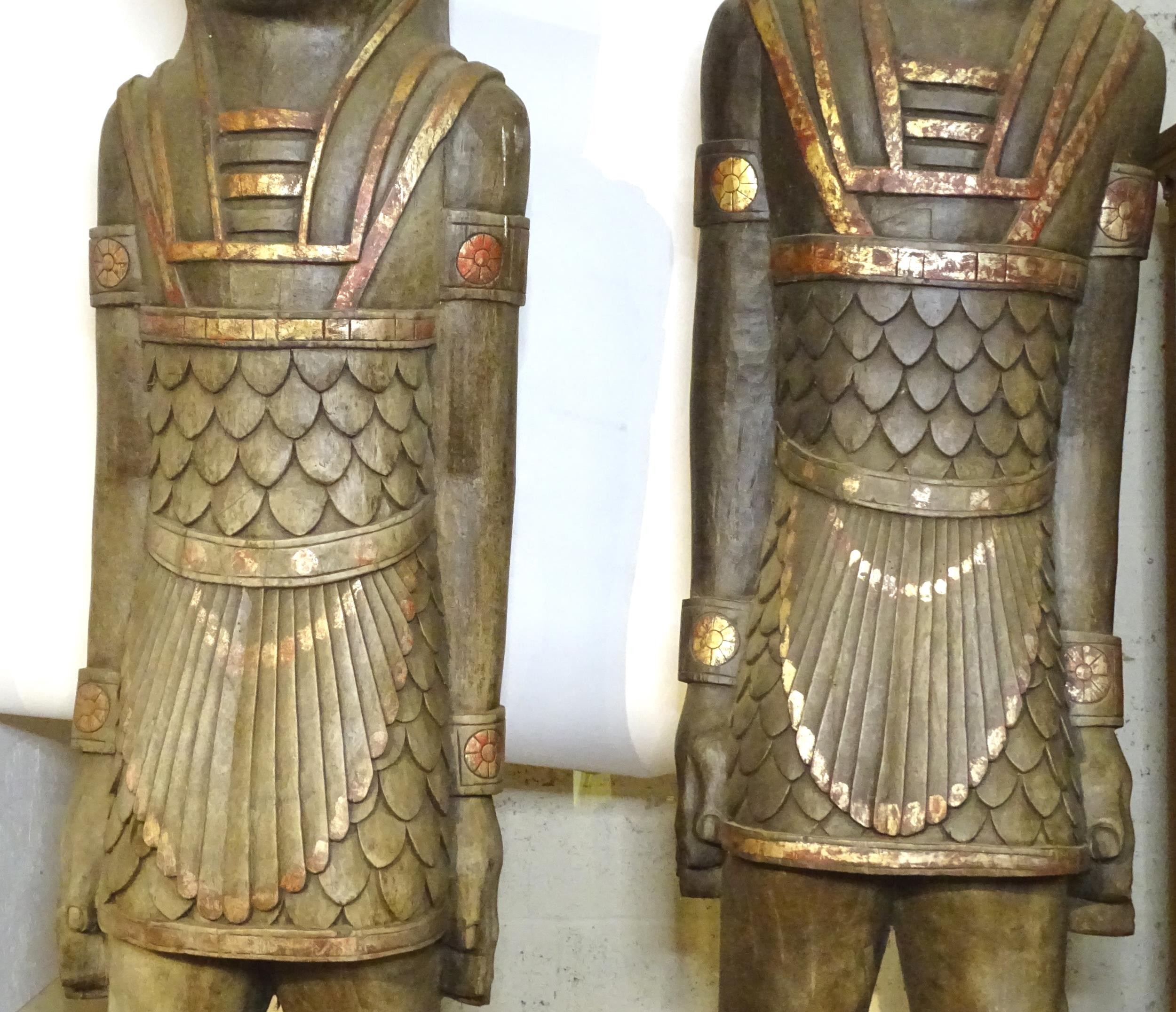 A pair of very large 20thC carved wooden standing Anubis / Ancient Egyptian dog god statues with - Image 8 of 52