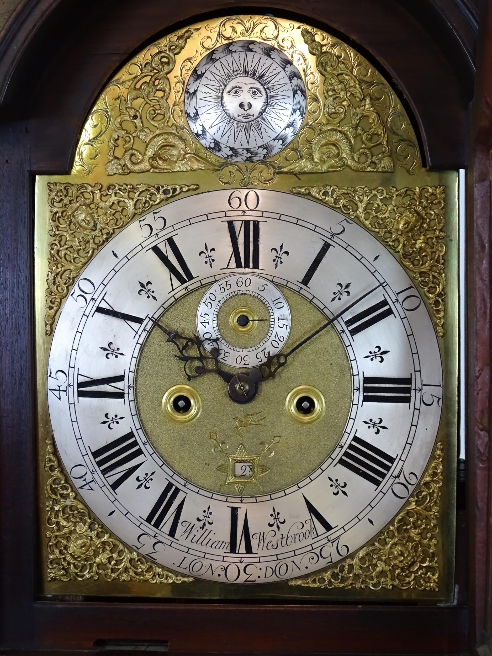 William Westbrook, London : An 18thC mahogany cased 8-day longcase clock, the brass face with - Image 6 of 15
