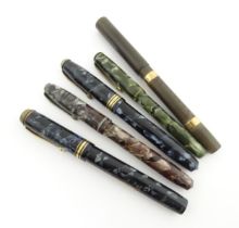 Five assorted fountain pens, comprising a c1920s Waterman '54' with chased hard rubber barrel &