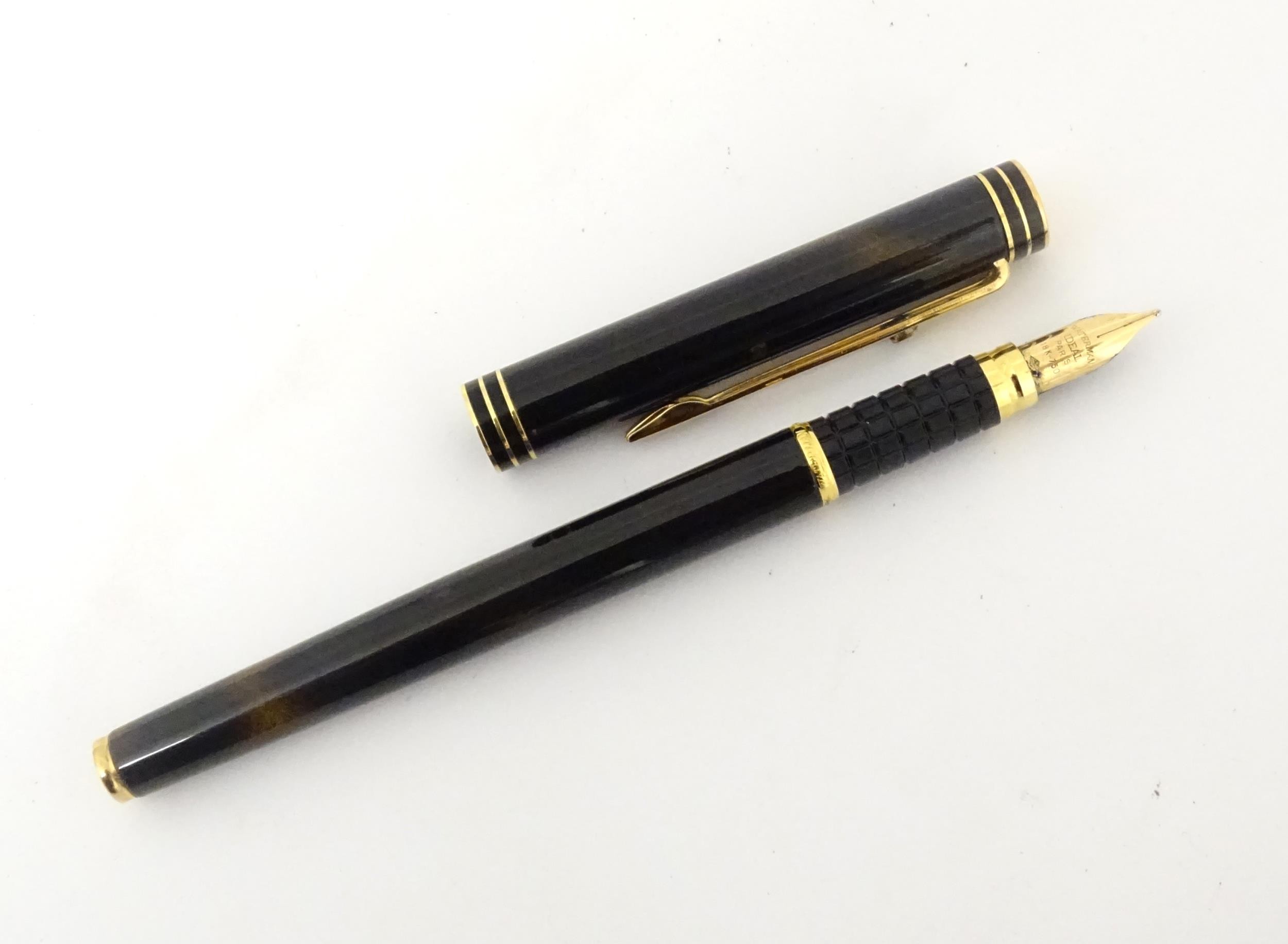 A De Beers cased Waterman Paris 'Ideal' fountain pen, the barrel and cap with black and bronze - Image 9 of 25