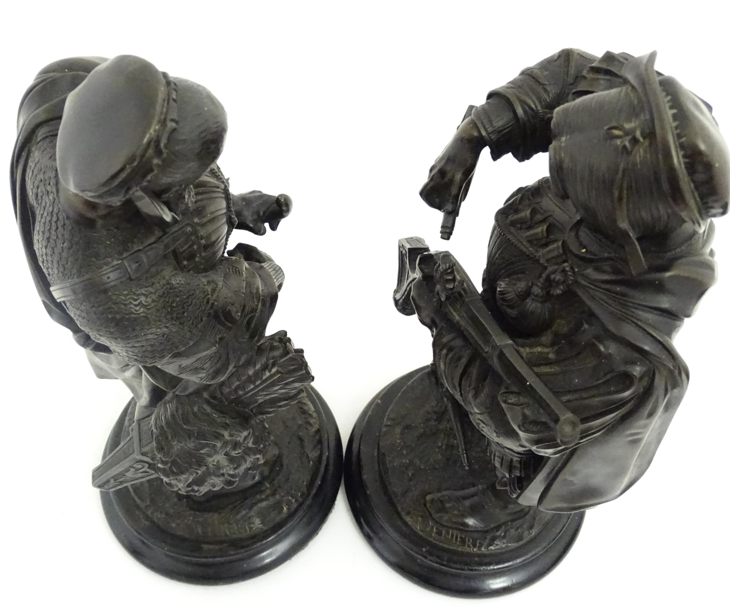 A pair of 19thC bronze figures after Guillaume Deniere comprising Renaissance Archer and Landsknecht - Image 2 of 7