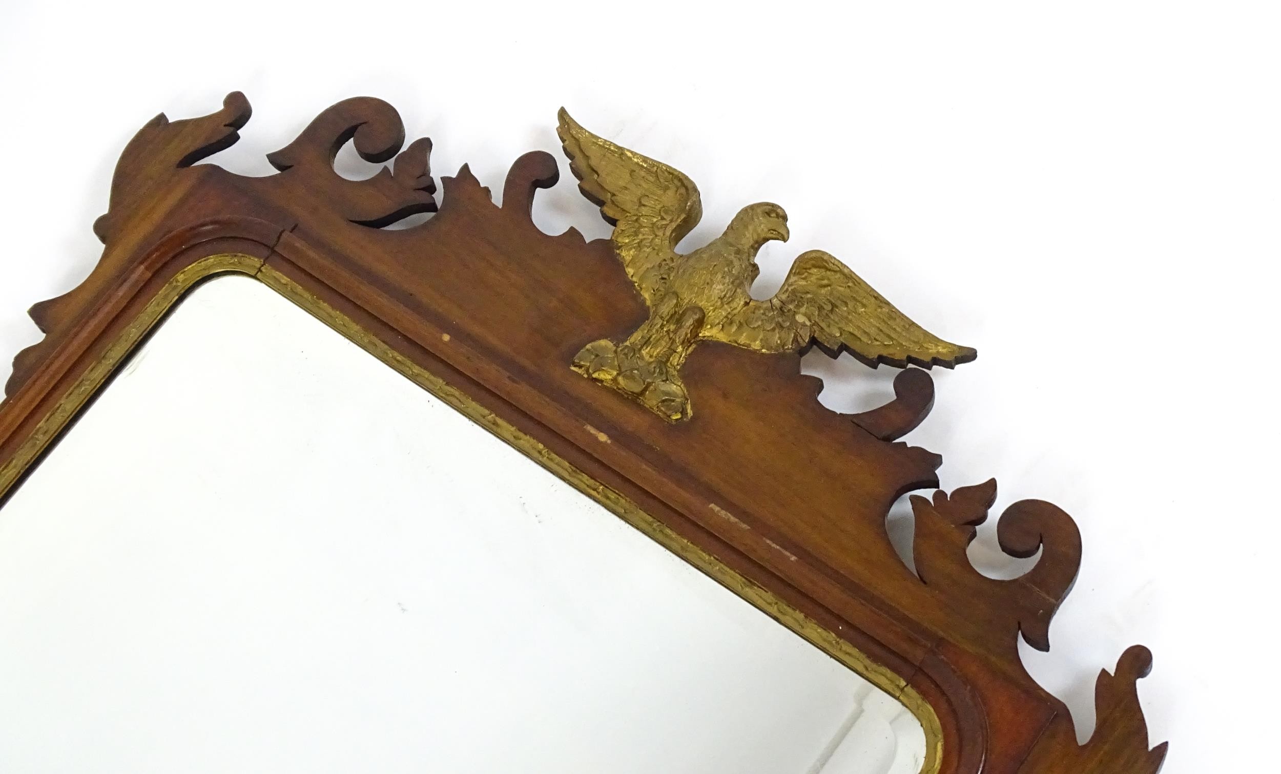 A late 19thC mahogany mirror in the George III style, surmounted by a carved gilt eagle and having - Image 7 of 8