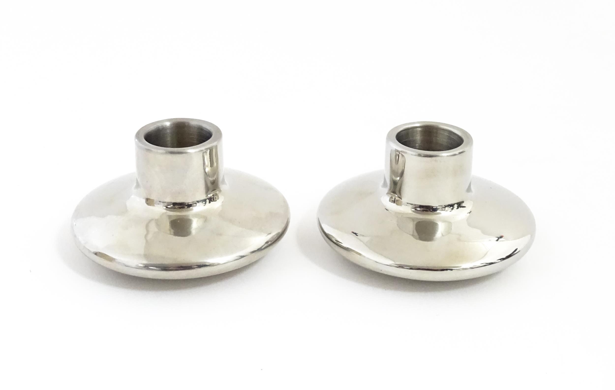A pair Danish Georg Jensen candlesticks of squat form from the Masterpieces series designed by - Image 3 of 9