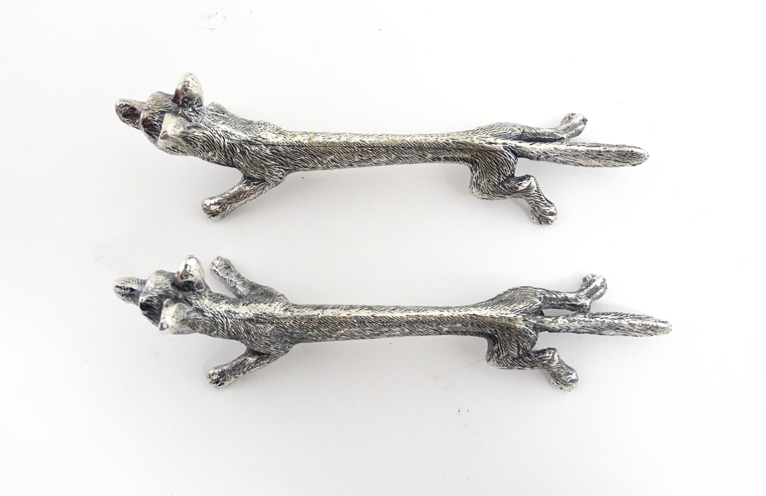 Three pairs of 20thC silver plate novelty knife rests modelled as hares, foxes and boars. Approx. - Image 14 of 15