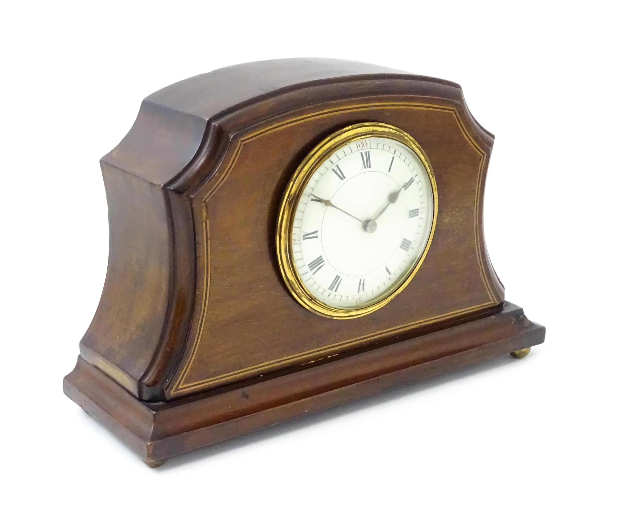 An early 20thC French mahogany cased mantle clock with white enamel dial and movement by - Image 4 of 6