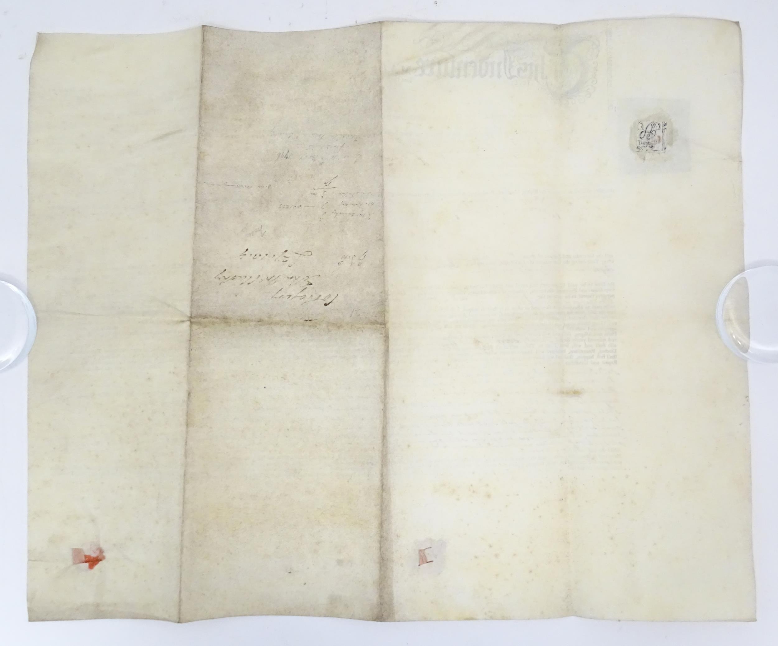 Three 18thC and later Irish indentures to include a 1796 document relating to renting in County - Image 6 of 7