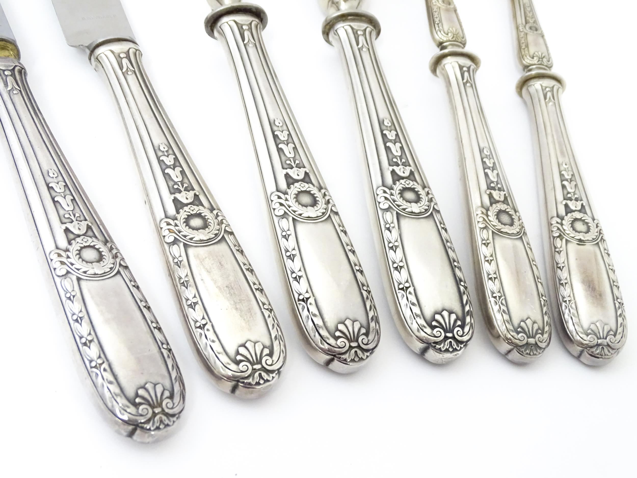 A French silver plate and horn carving / serving set. Case approx. 14" wide Please Note - we do - Image 7 of 12