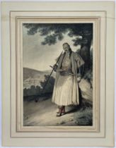 Louis Dupre (1789-1837), Original lithograph hand coloured with watercolour, Un Grec de Janina / A