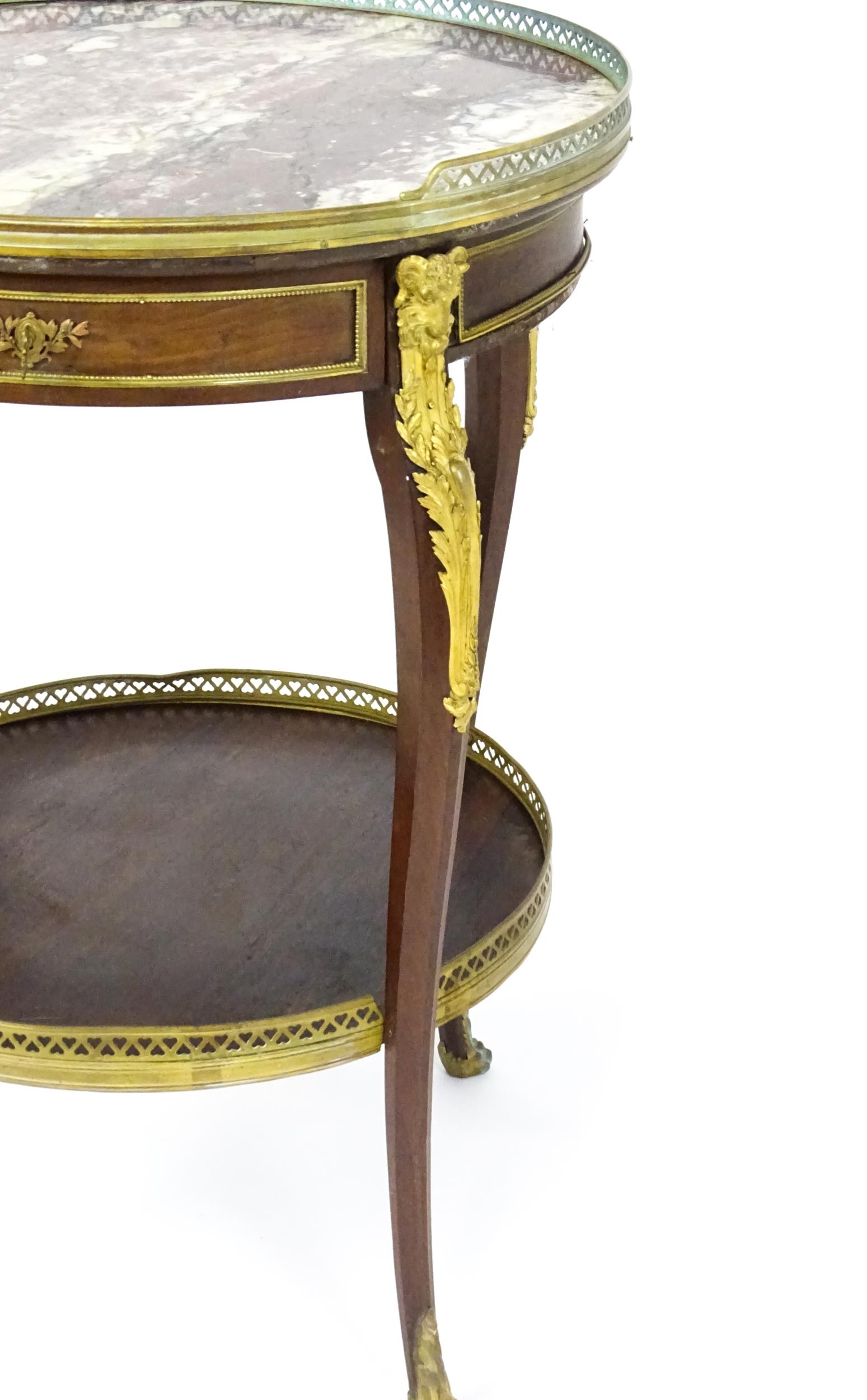 A 19thC rosewood and marble topped side table surmounted by a pierced surround and having a single - Image 5 of 10