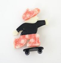 Lea Stein Paris : A brooch formed as a person on a skateboard. Approx. 2" high Please Note - we do