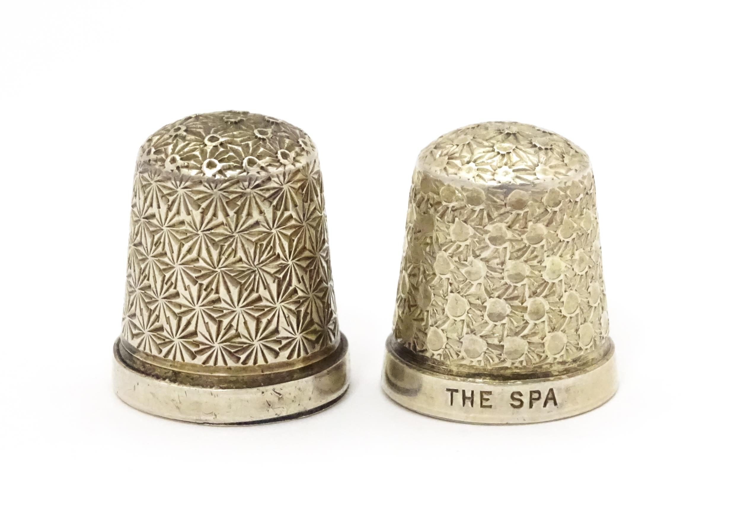 Two silver thimbles, one hallmarked Birmingham 1927, the other hallmarked Birmingham 1928, both by - Image 4 of 5