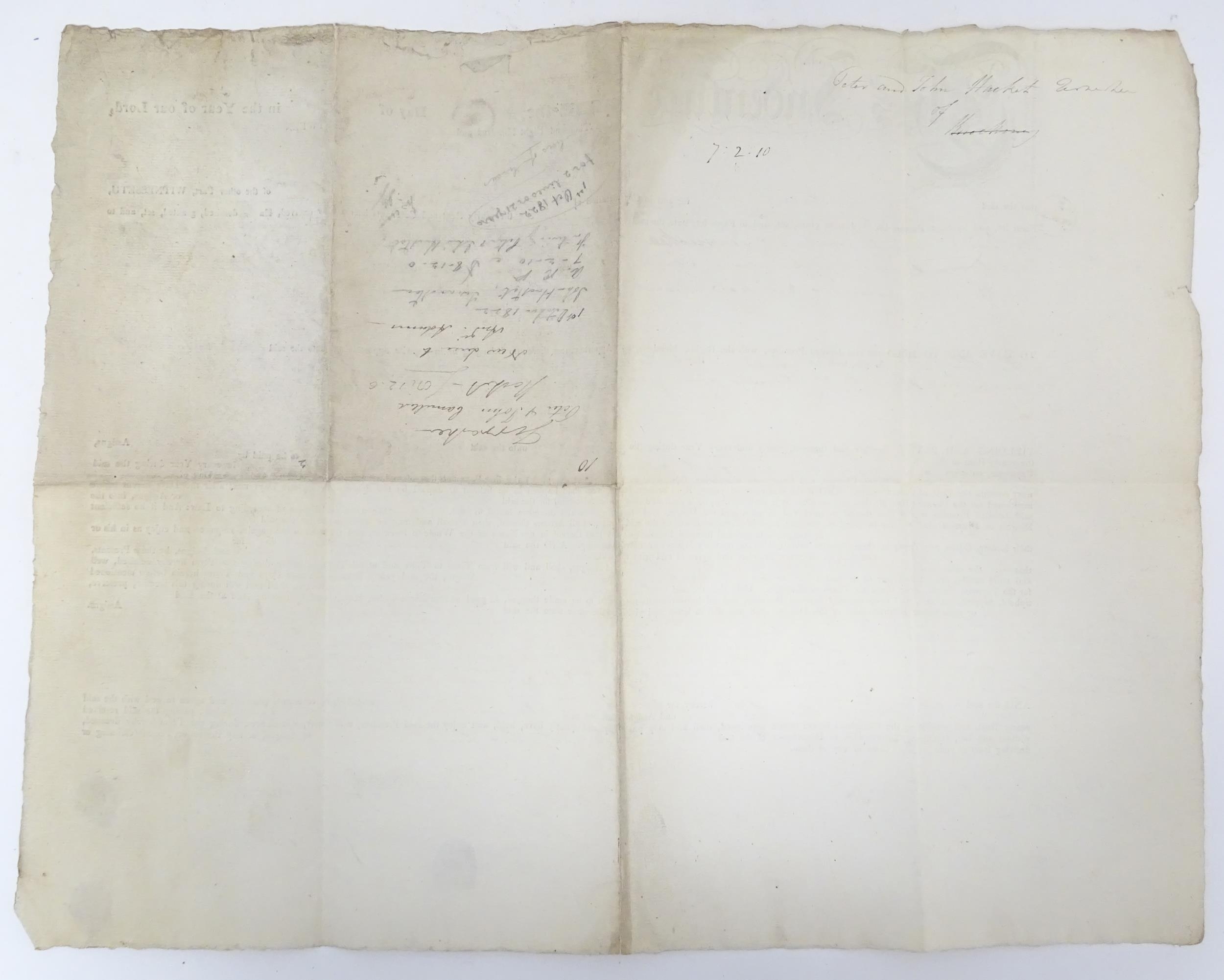 Three 18thC and later Irish indentures to include a 1796 document relating to renting in County - Image 4 of 7