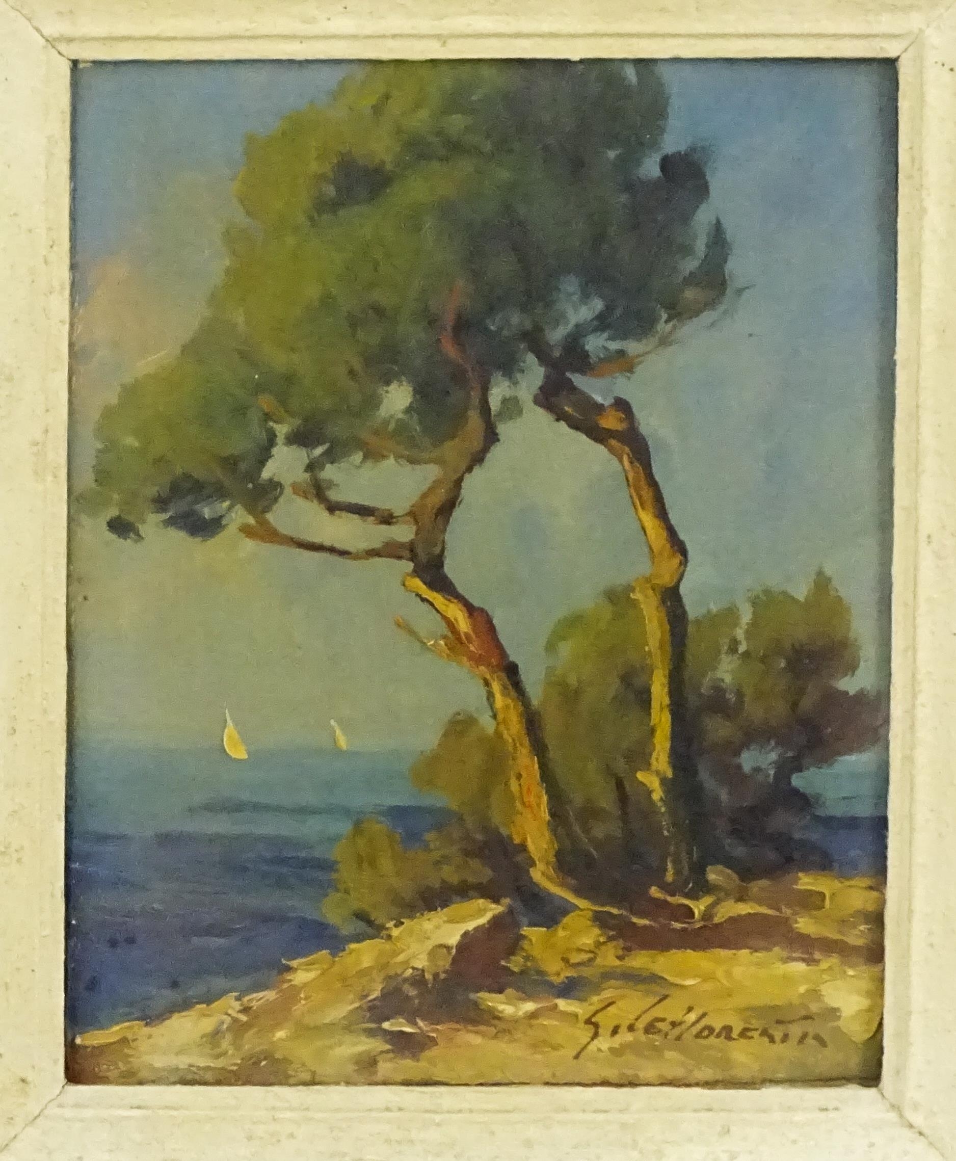 Guy le Florentin (1907-1978), Italian School, Oil on board, A Mediterranean coastal scene, - Image 3 of 4