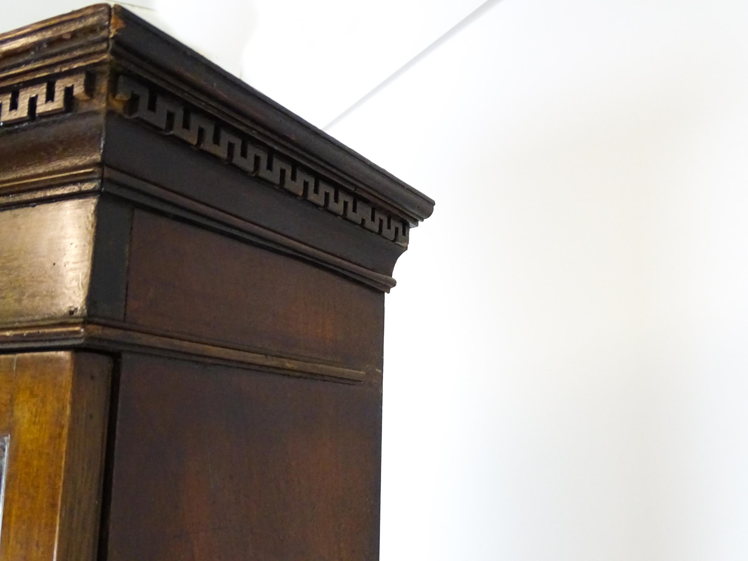 A Georgian mahogany bureau bookcase, with a moulded top above two astragal glazed doors and a fall - Image 6 of 11