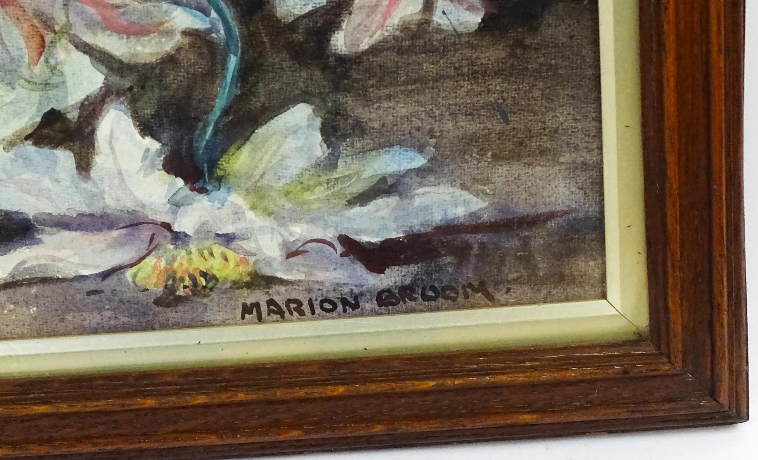 Marion Broom (1878-1962), Watercolour, A still life study of flowers in a glass vase. Signed lower - Image 4 of 4