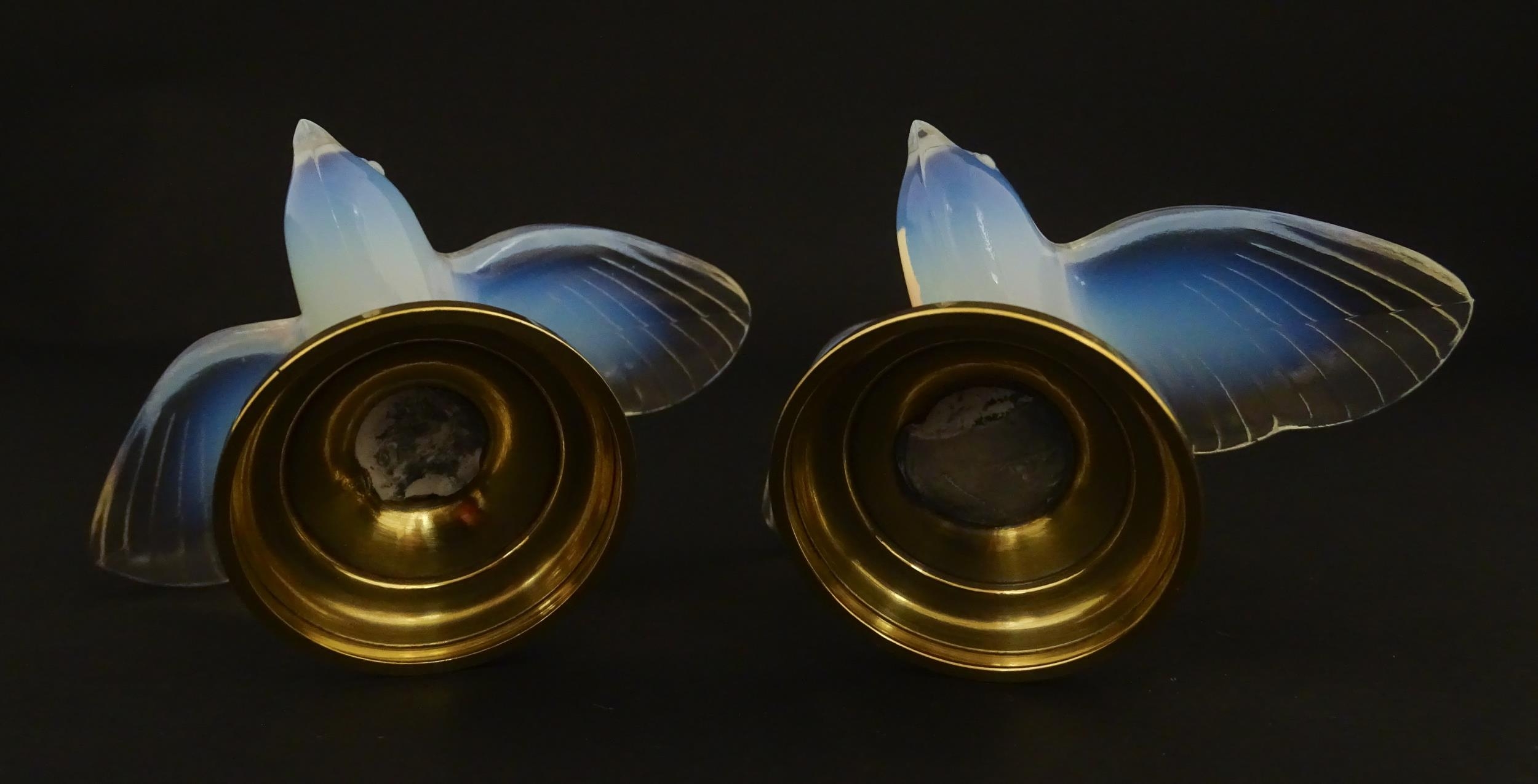 A pair of glass models of swallows raised on French silver gilt stands, stamped Odiot. Approx. 2 1/ - Image 7 of 9