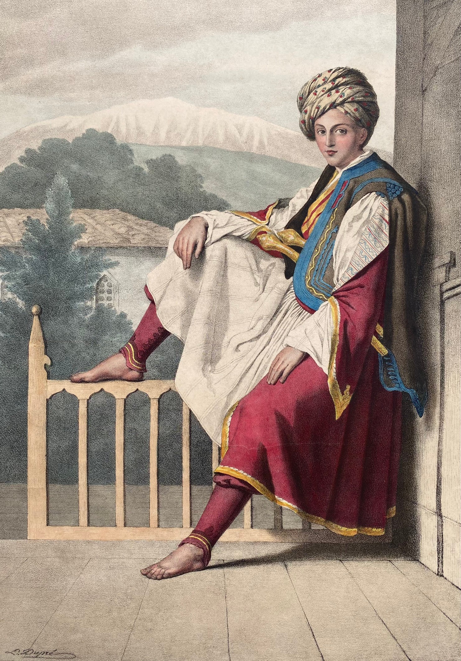 Louis Dupre (1789-1837), Original lithograph hand coloured with watercolour, Titled Une Page de - Image 3 of 5