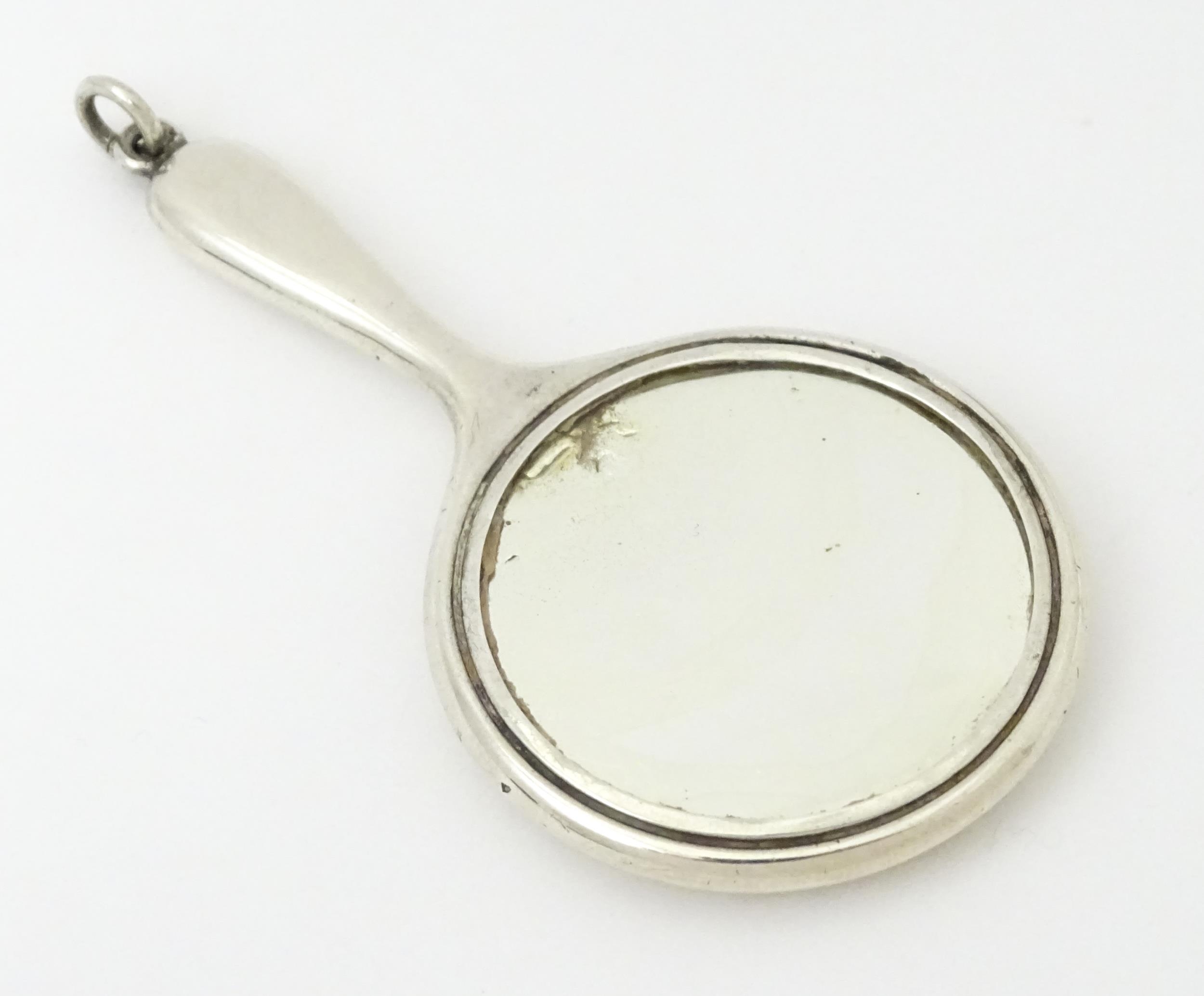 A silver chatelaine mirror hallmarked Birmingham 1916 maker Crisford & Norris. Approx 2 1/2" long - Image 6 of 6