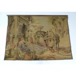 A 20thC Continental tapestry depicting a Middle Eastern market scene with figures and a street