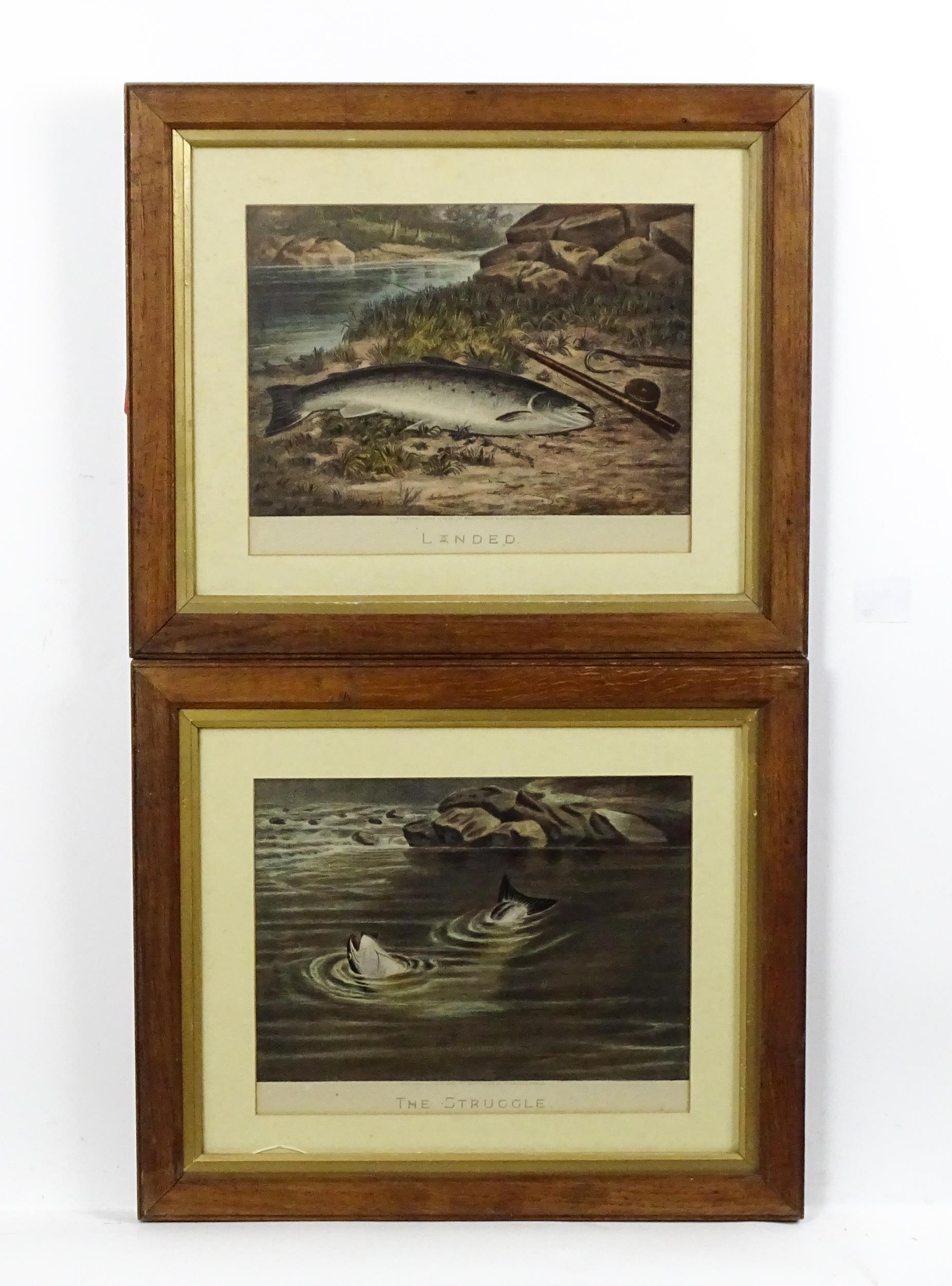 After Walter M. Brackett, 19th century, Lithographs with hand colouring, Two fishing engravings - Image 3 of 7