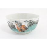 A Chinese bowl decorated with geese in a landscape. Character marks under. Approx. 2 3/4" high x 6