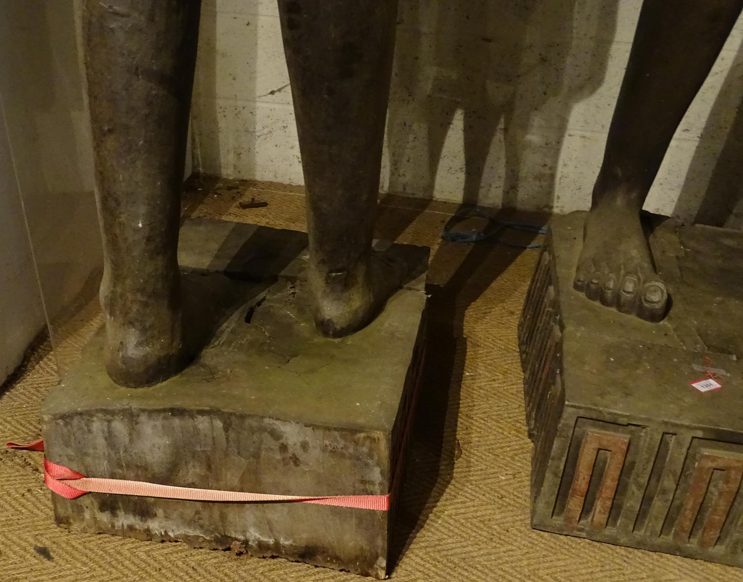 A pair of very large 20thC carved wooden standing Anubis / Ancient Egyptian dog god statues with - Image 22 of 52