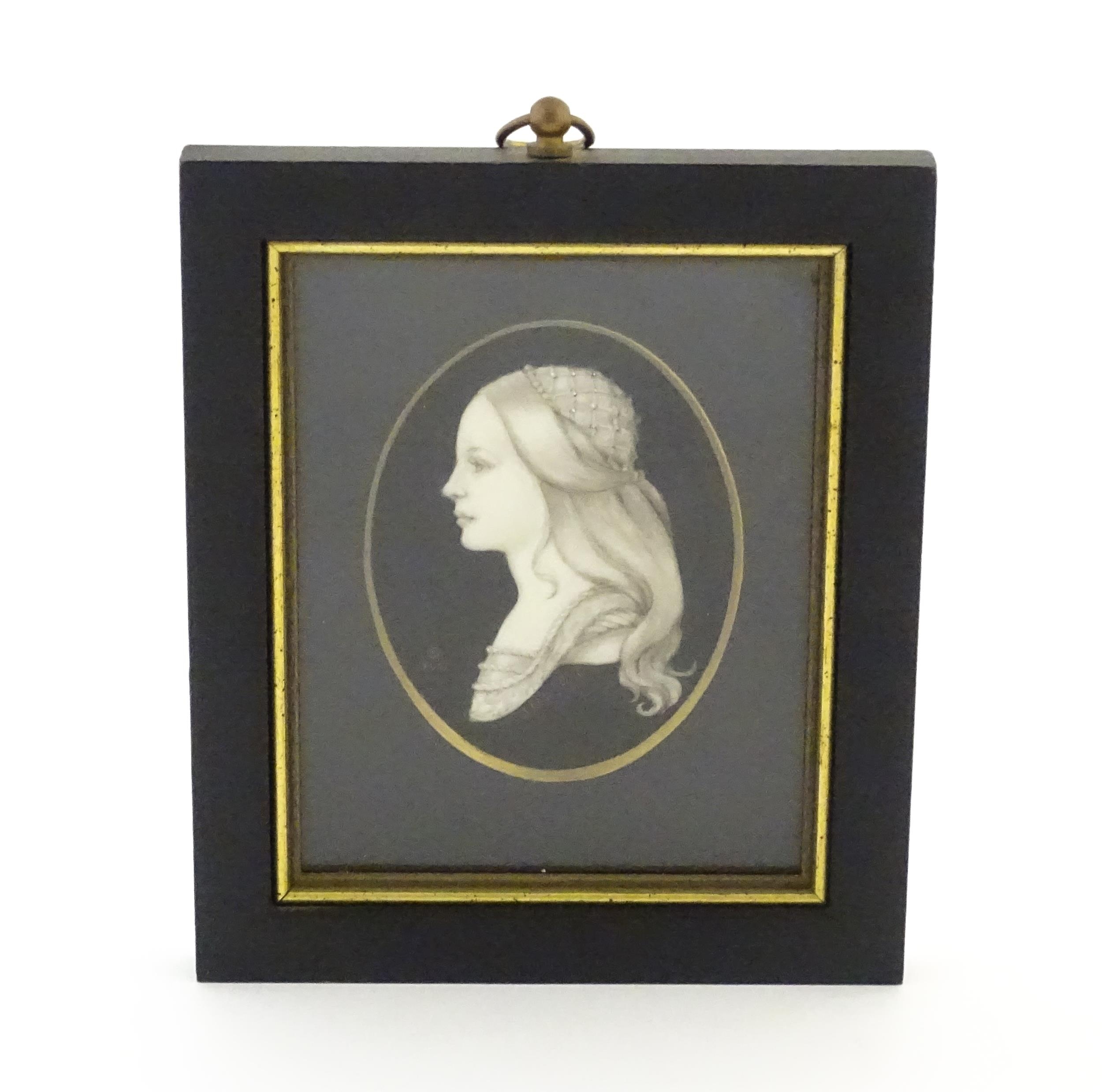 A pair of 21stC watercolour portrait miniatures depicting Romeo & Juliet. Both signed with monogram, - Image 9 of 10