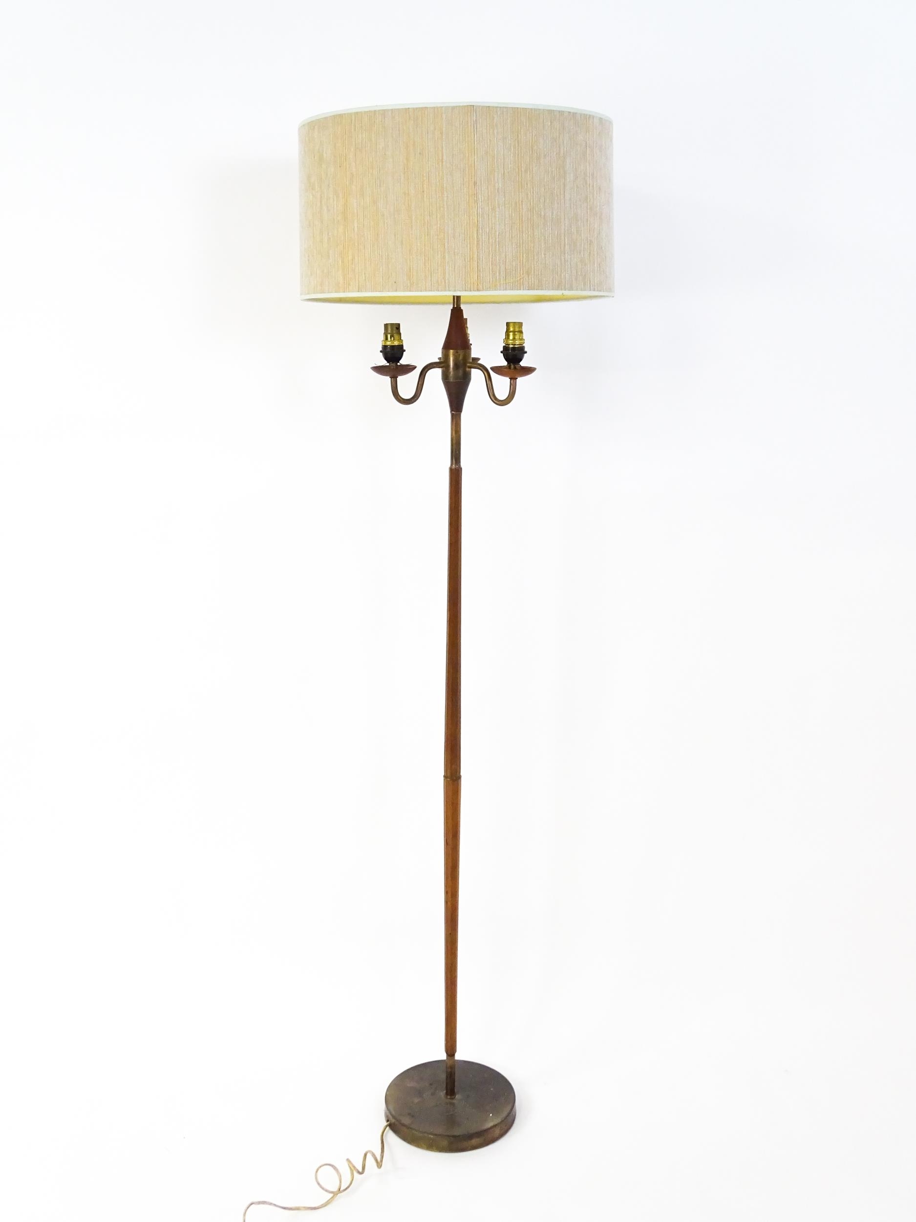 A 20thC three branch standard lamp. Approx. 62 1/2" high Please Note - we do not make reference to - Image 4 of 8