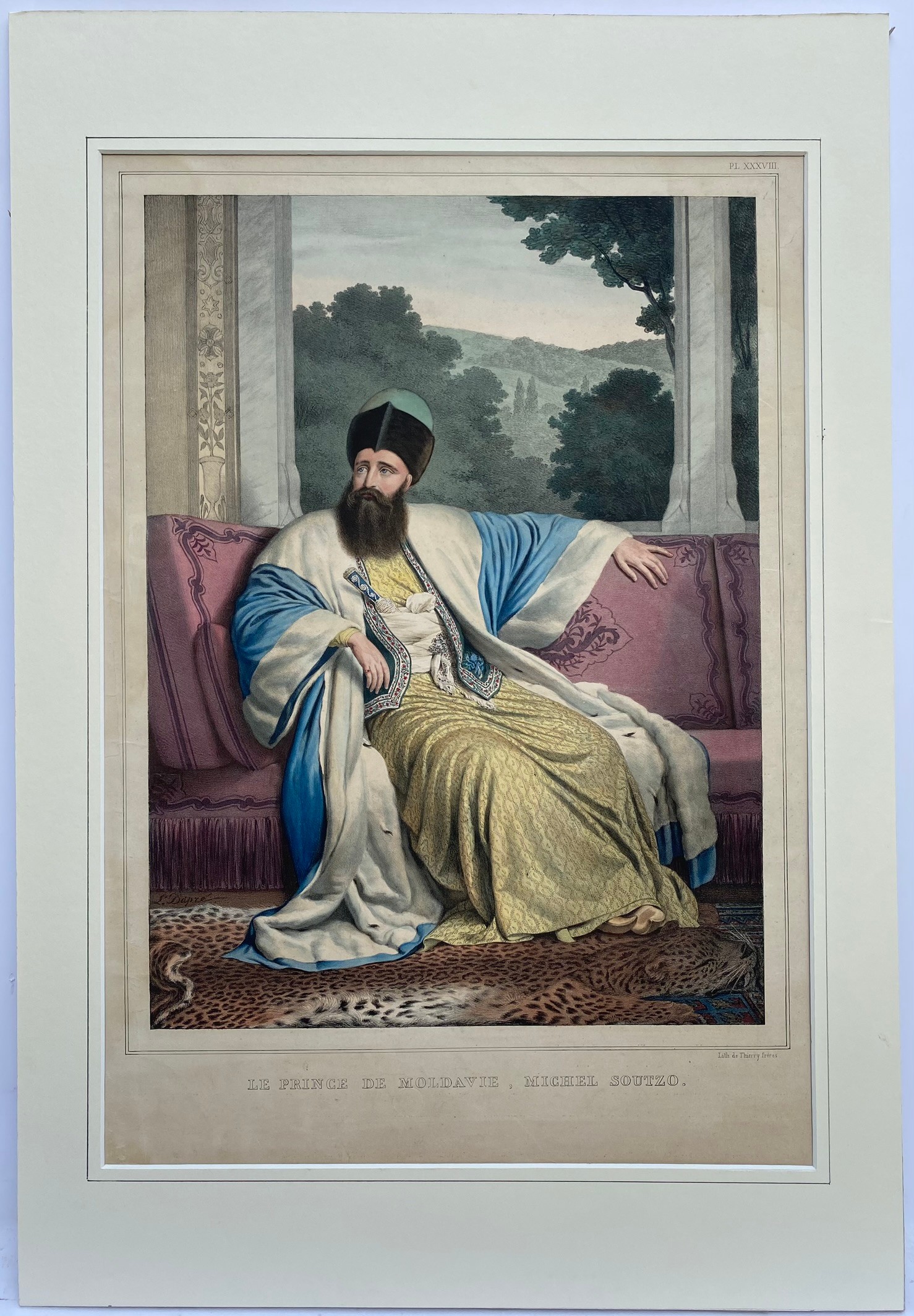 Louis Dupre (1789-1837), Original lithograph hand coloured with watercolour, Titled Le Prince de