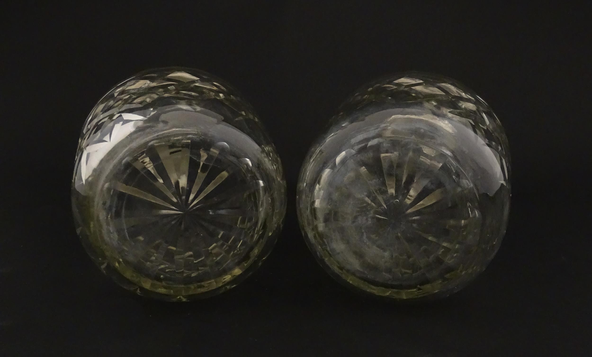 Two glass flasks formed as small cut glass decanters with Argentinian .925 silver mounts. Approx. 8" - Image 8 of 10