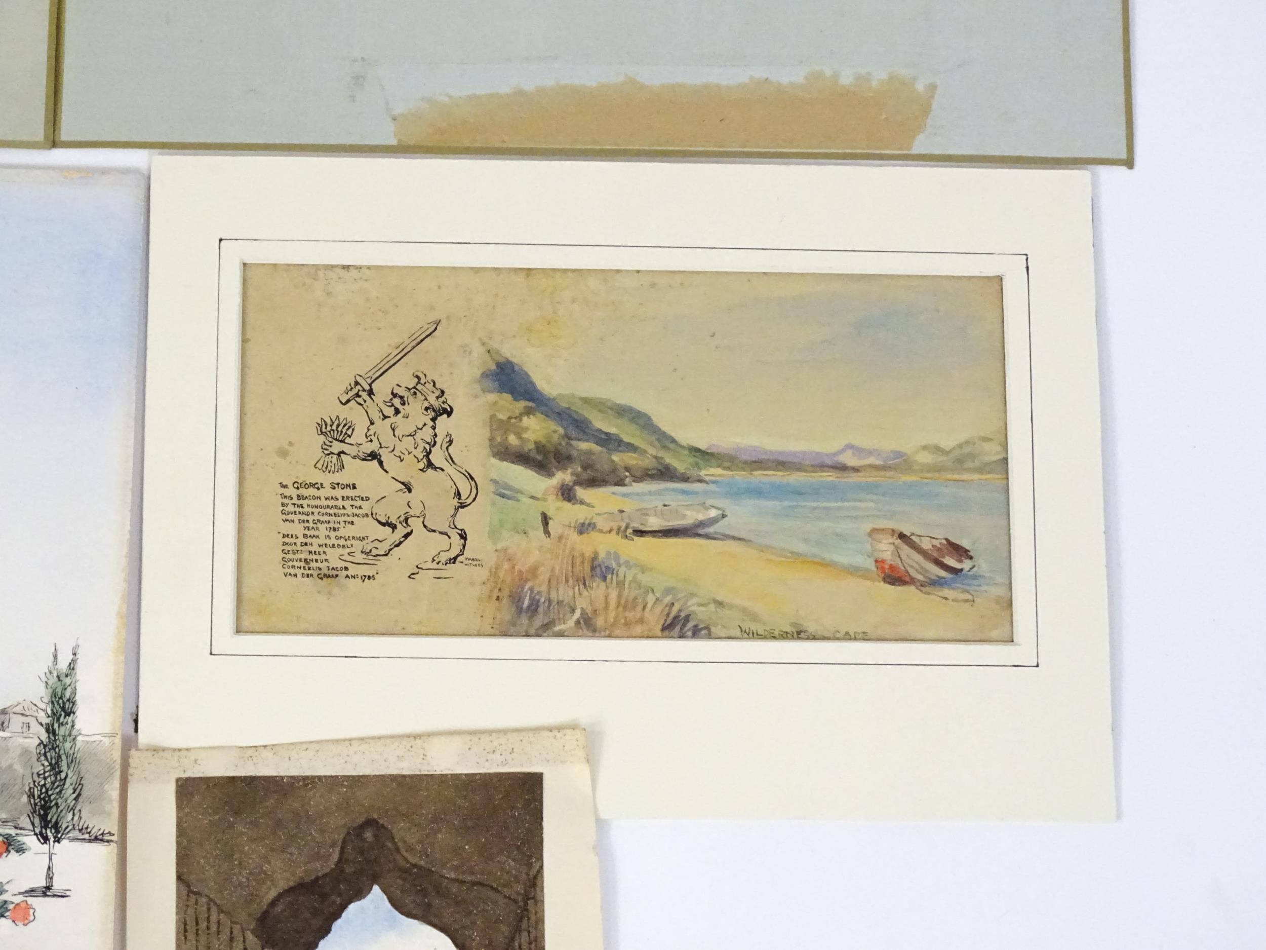 A quantity of assorted watercolours, prints and engravings to include a monochrome watercolour In - Image 4 of 20