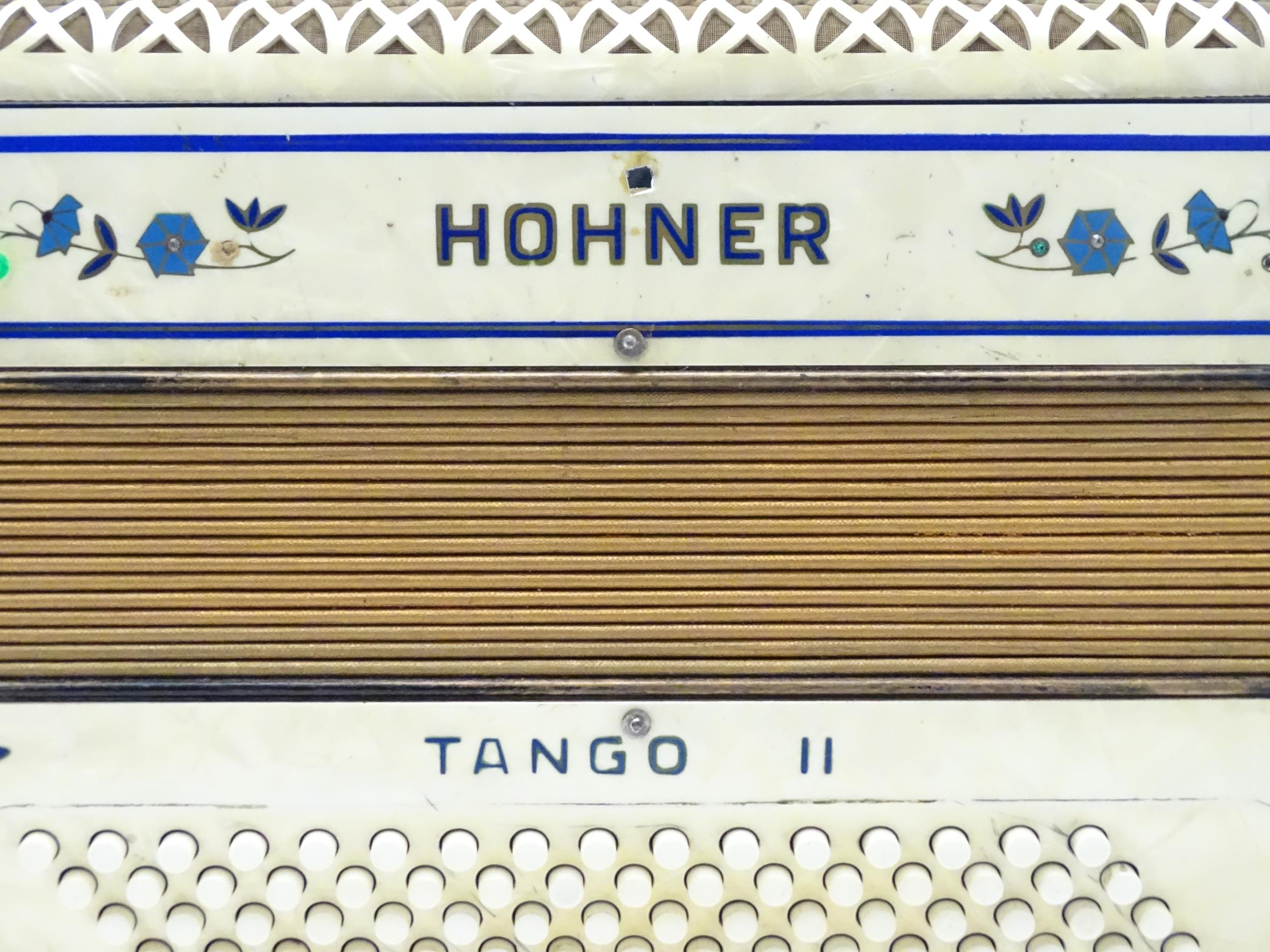 Musical Instrument : a c1930s Hohner Tango II accordion, the body decorated with floral inlay, 34 - Image 5 of 11