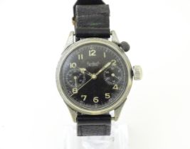 A Gentleman's German Military Hanhart Luftwaffe Pilots single button chronograph wristwatch, with