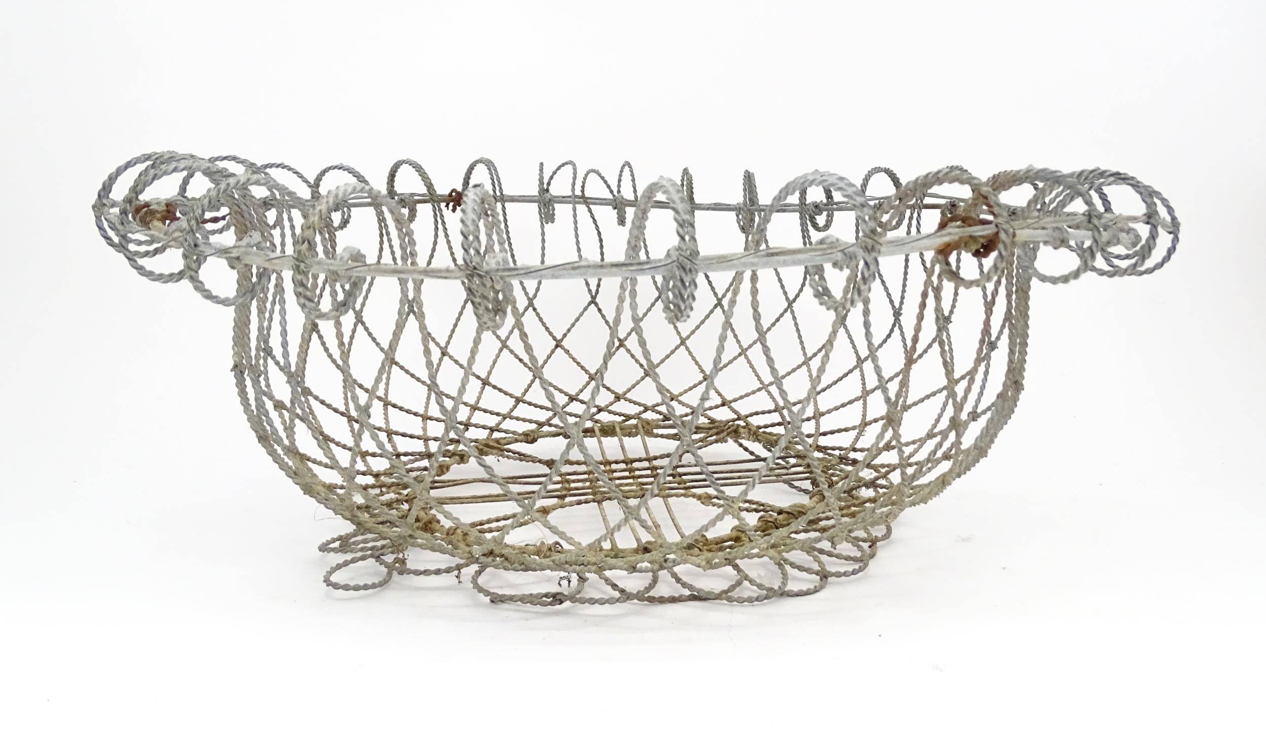 A pair of 19thC wirework planters / baskets with scrolling detail. Each approx. 24" in diameter x 8" - Image 8 of 15