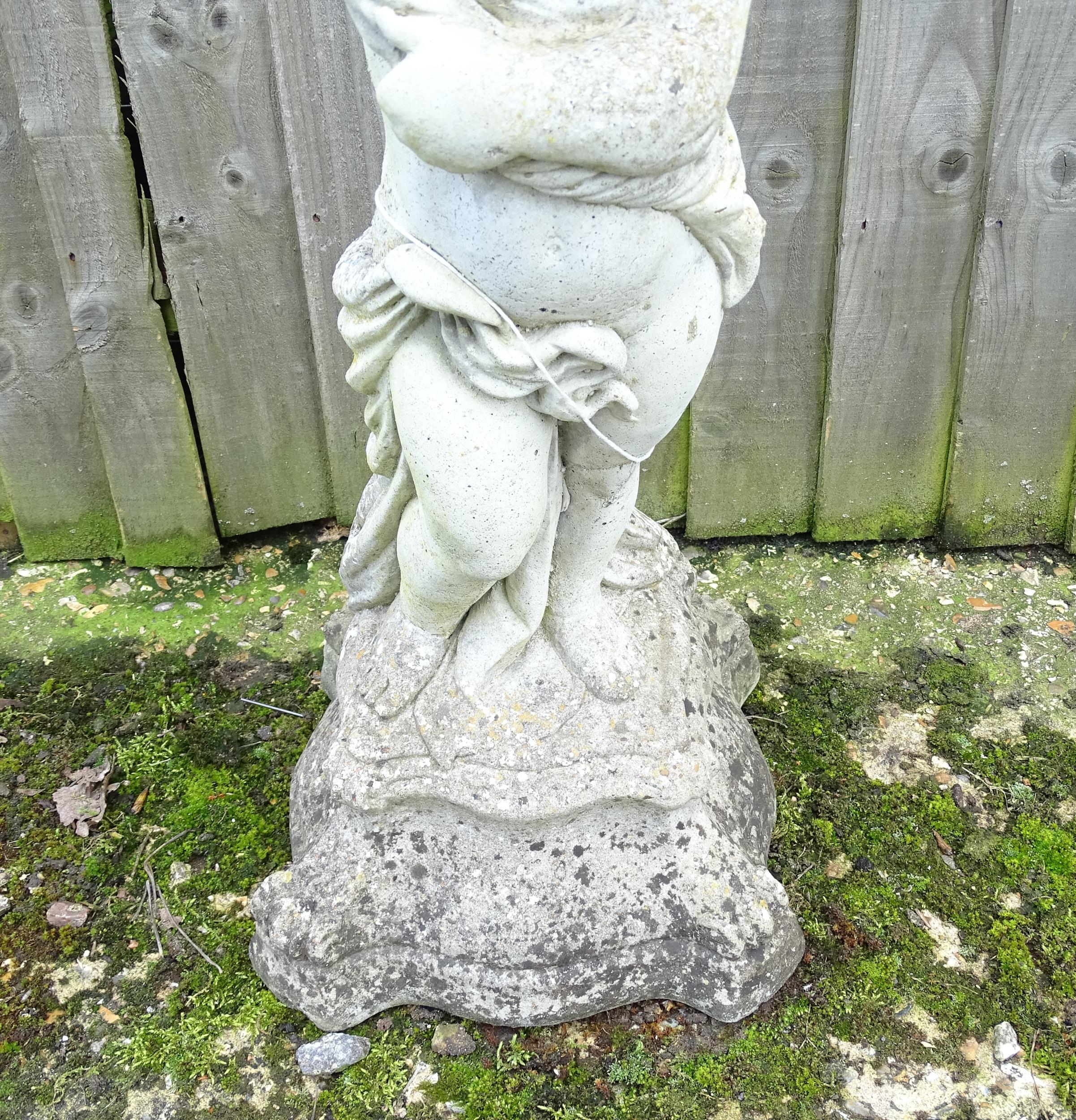 Garden & Architectural : a large reconstituted stone bird bath modelled as a cherub, standing approx - Image 7 of 7