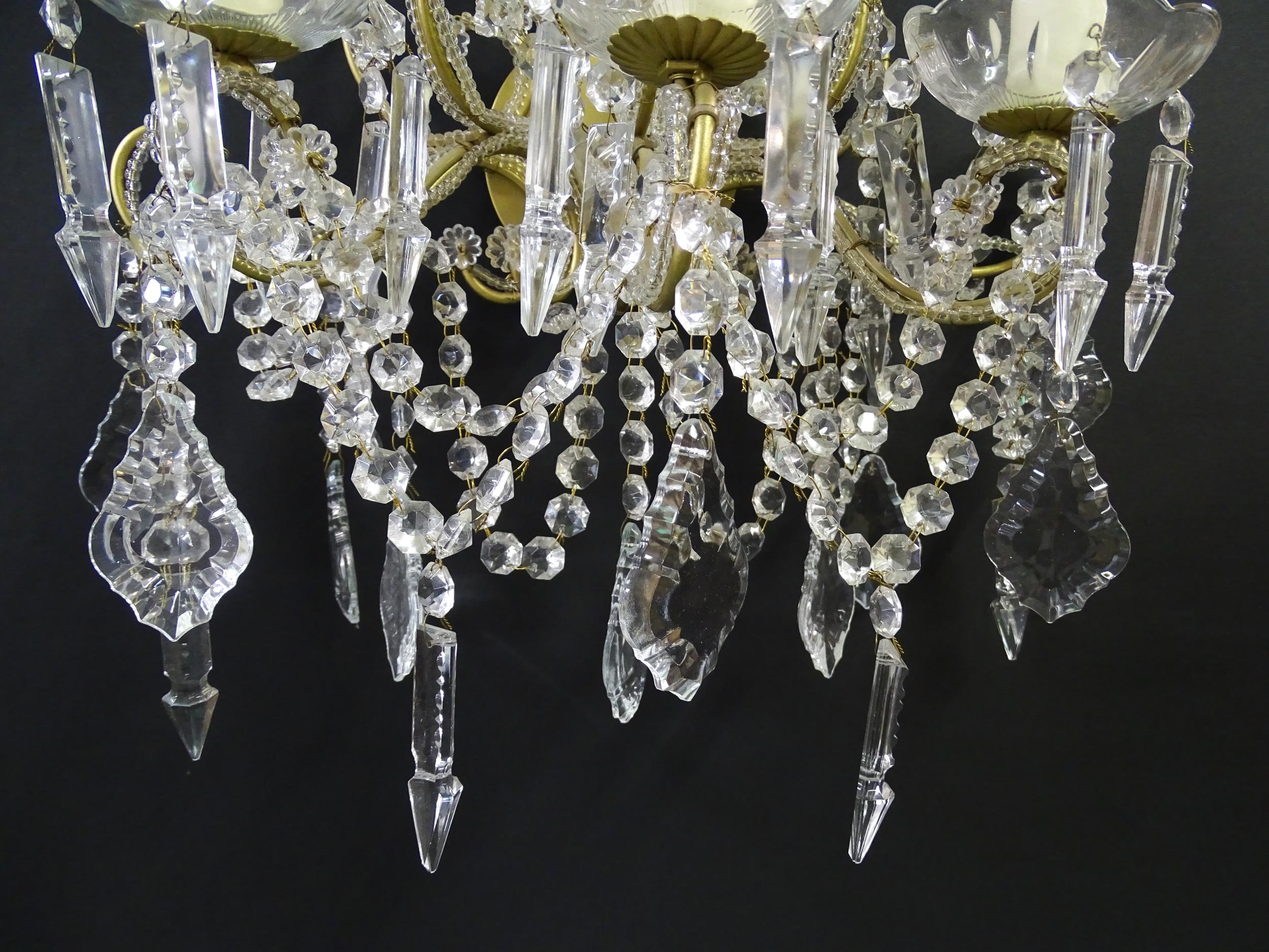 Four Italian wall lights having three branches, and lustre drops. Approx. 18" wide (4) Please Note - - Image 9 of 13