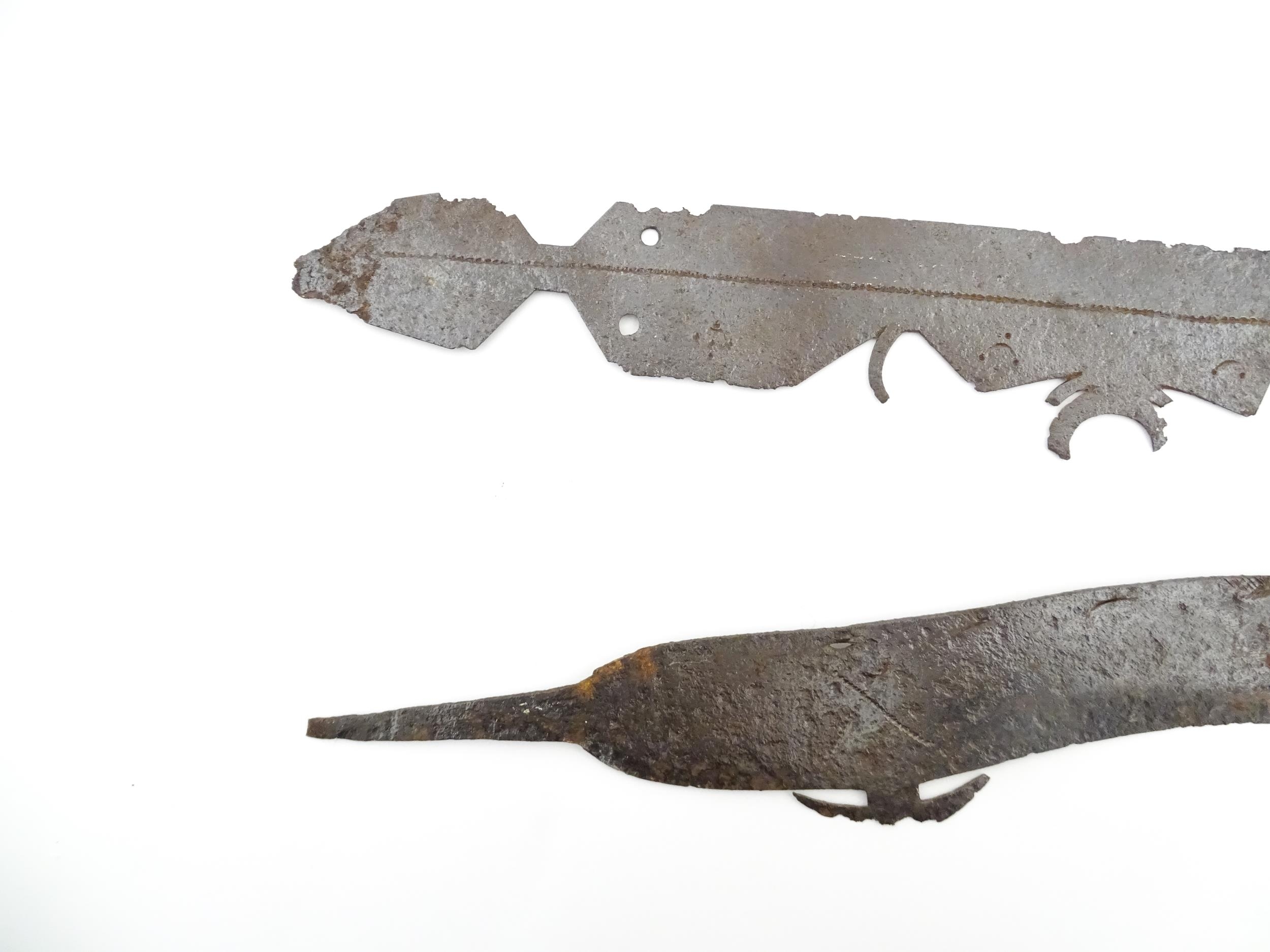 Two old blades, one of curved form, possibly Oriental in origin. Largest approx. 23 1/2" long (2) - Image 5 of 9