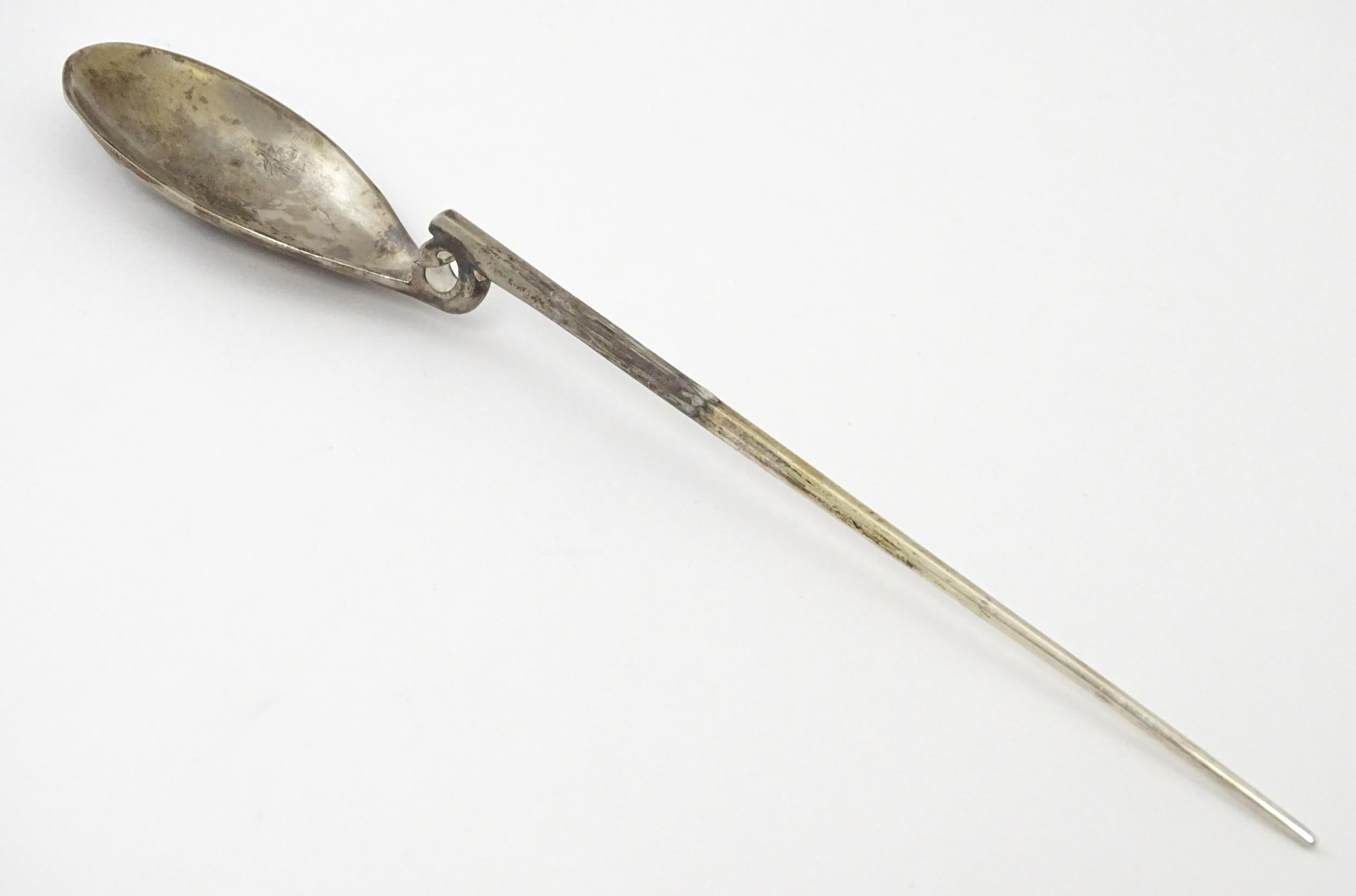 A silver replica of a Roman Christening spoon, indistinctly marked. Approx. 8 1/4" long Please - Image 2 of 17