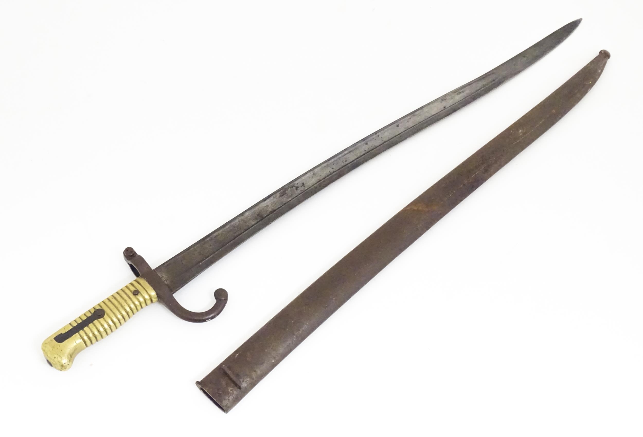 Militaria : a 19thC French M1866 Chassepot Yataghan sword bayonet , bearing Alex Coppel Solingen - Image 3 of 13