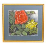 20th century, Chinese School, Artist's Proof, A study of Roses. Signed with Character seal lower