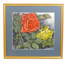 20th century, Chinese School, Artist's Proof, A study of Roses. Signed with Character seal lower