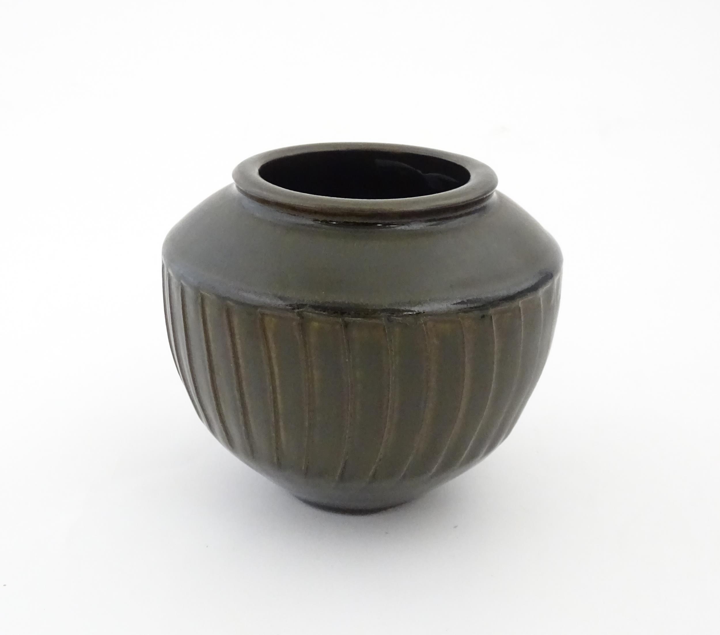 A David Leach studio pottery vase / pot of tapering form with a unique gunmetal glaze commissioned - Image 3 of 18